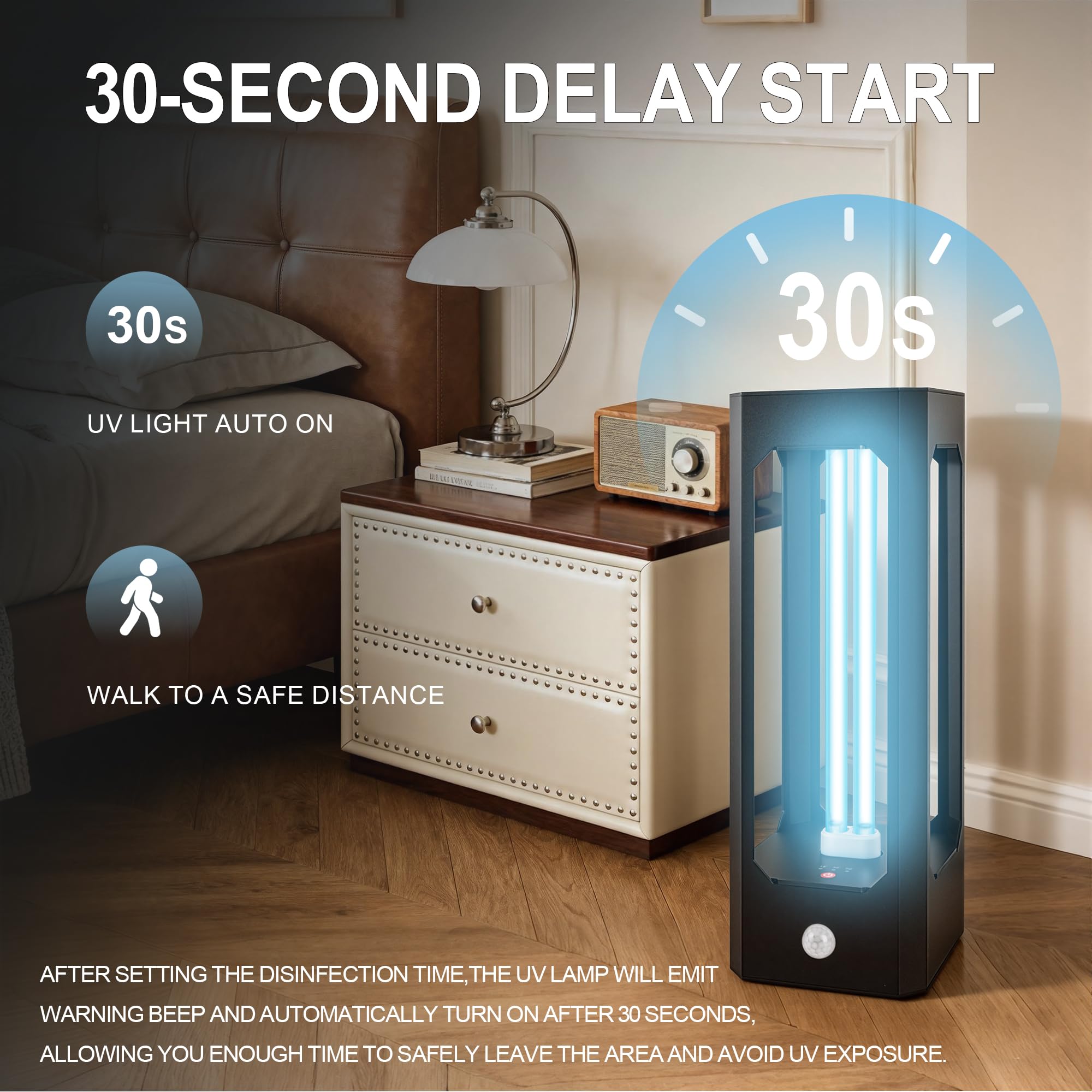 Simashts UV Light Sanitizer with Infrared Sensor and 3 Timers, 42W Excimer UVC lamp Light for Home Disinfection, Up to 300 Square FT for Germs, Virus, Mold and Dust Mites