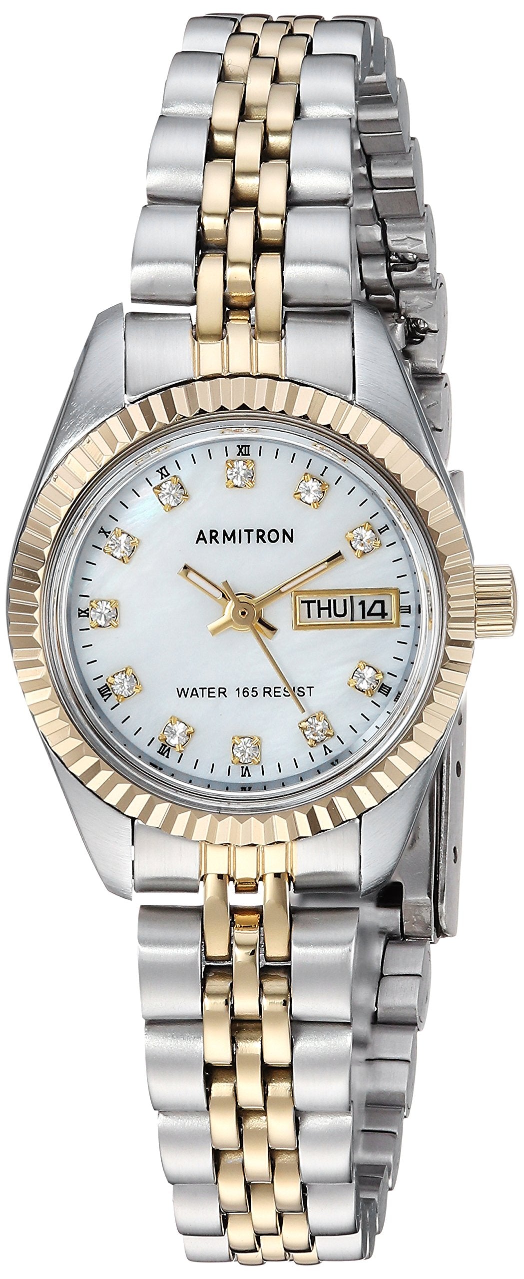 Armitron Women's 75/2475MOP Genuine Crystal Accented Two-Tone Bracelet Watch