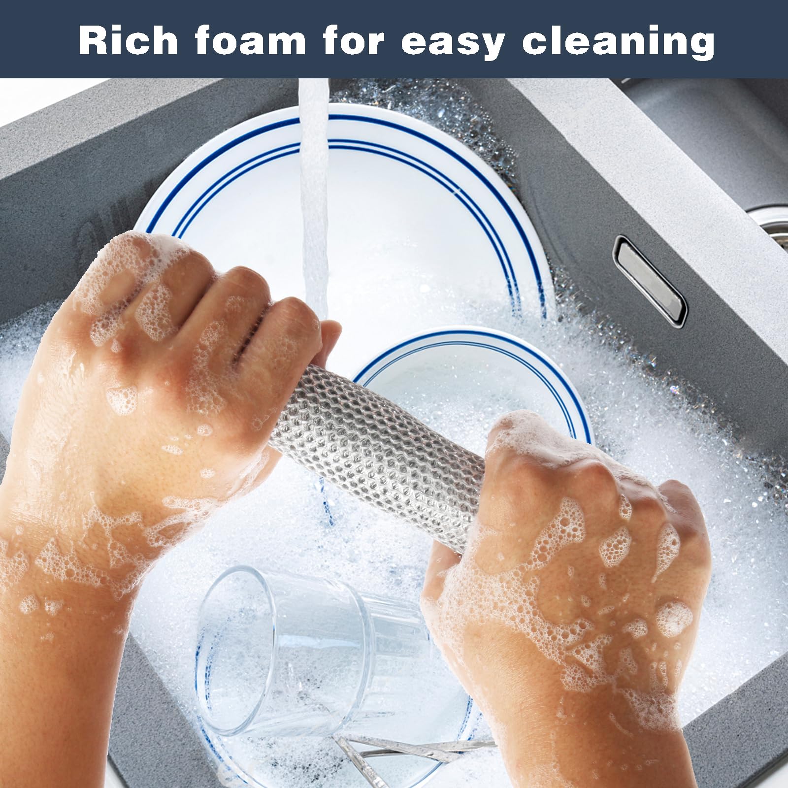 PIPUHA 10 Pack Stainless Steel Scrubber, Non-Scratch Heavy-Duty Dish Cleaning Cloth, Reusable Metallic Fiber Scrubber for Kitchen, Dishwasher Safe, Multi-Use Cleaning Rags