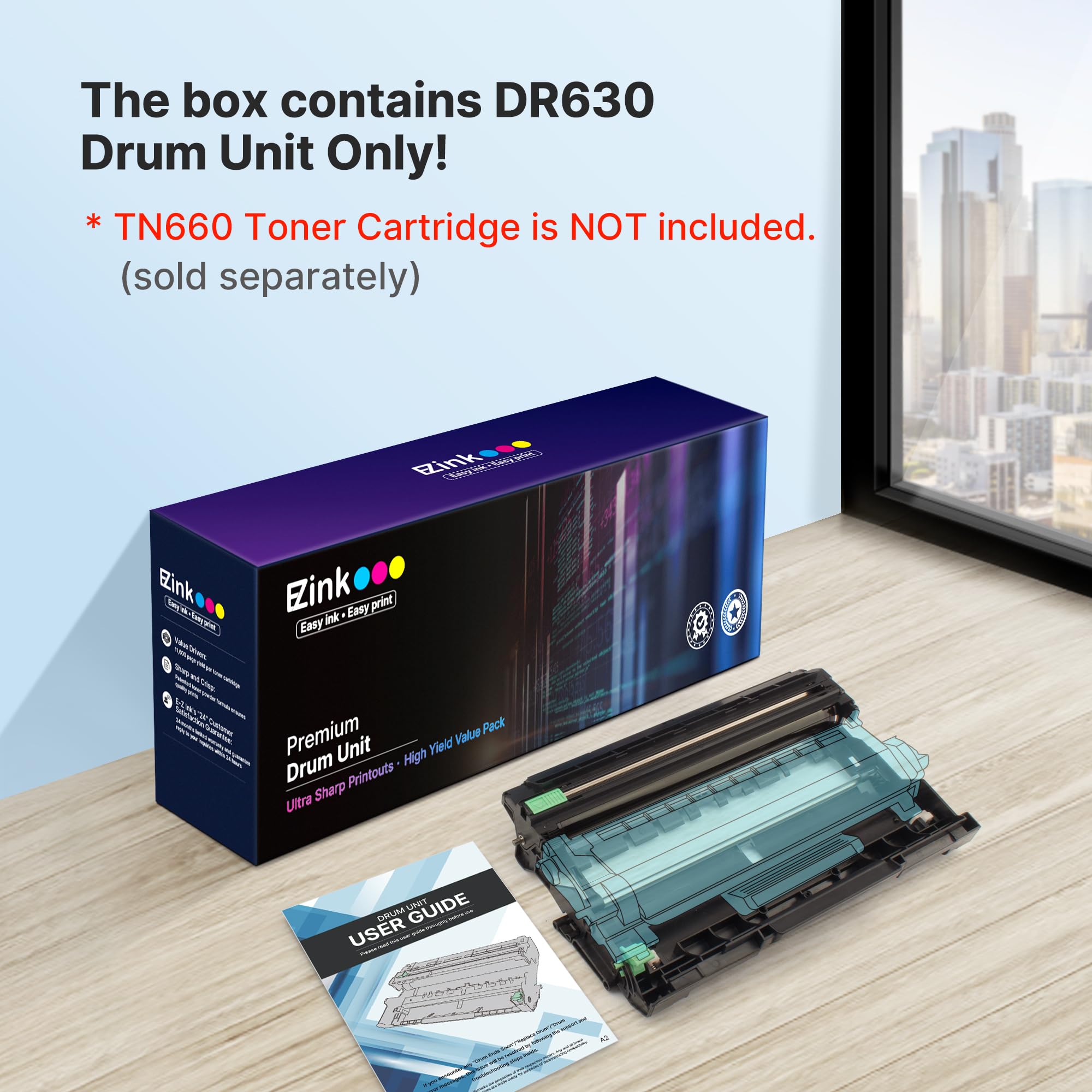 E-Z Ink Compatible Drum Unit (Not Toner) Replacement for Brother DR630 DR 630 Compatible with HL-L2300D HL-L2320D HL-L2340DW HL-L2360DW HL-L2380DW MFC-L2740DW MFC-L2700DW DCP-L2540DW (1 Pack)