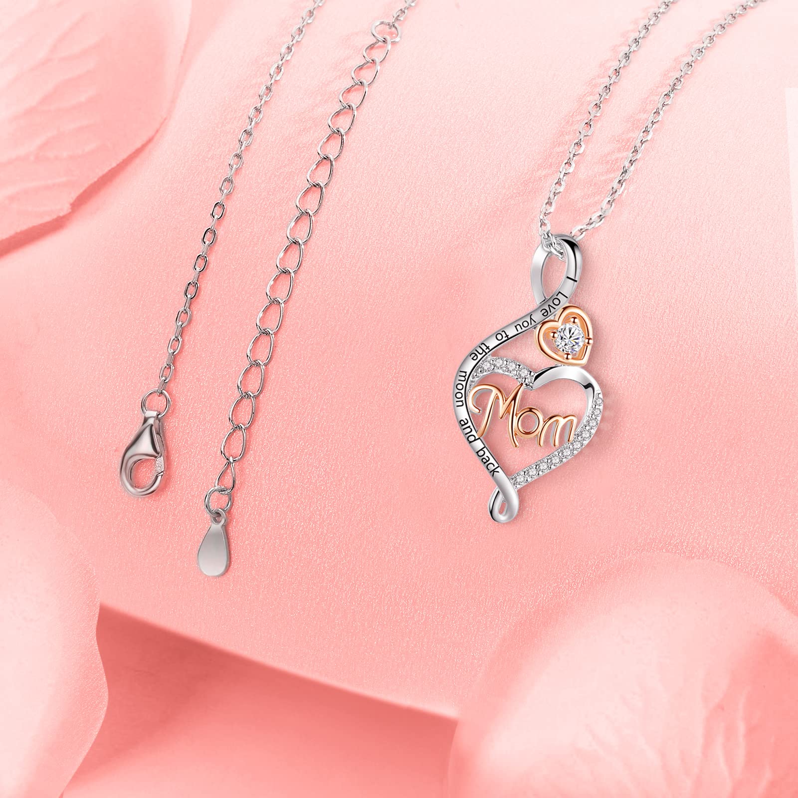 BFF&UNICORN Christmas Gifts for Mom, Sterling Silver Heart Infinity Necklaces for Women Wife,Birthday Mothers Day Jewelry Gifts for Mom from Daughter Son