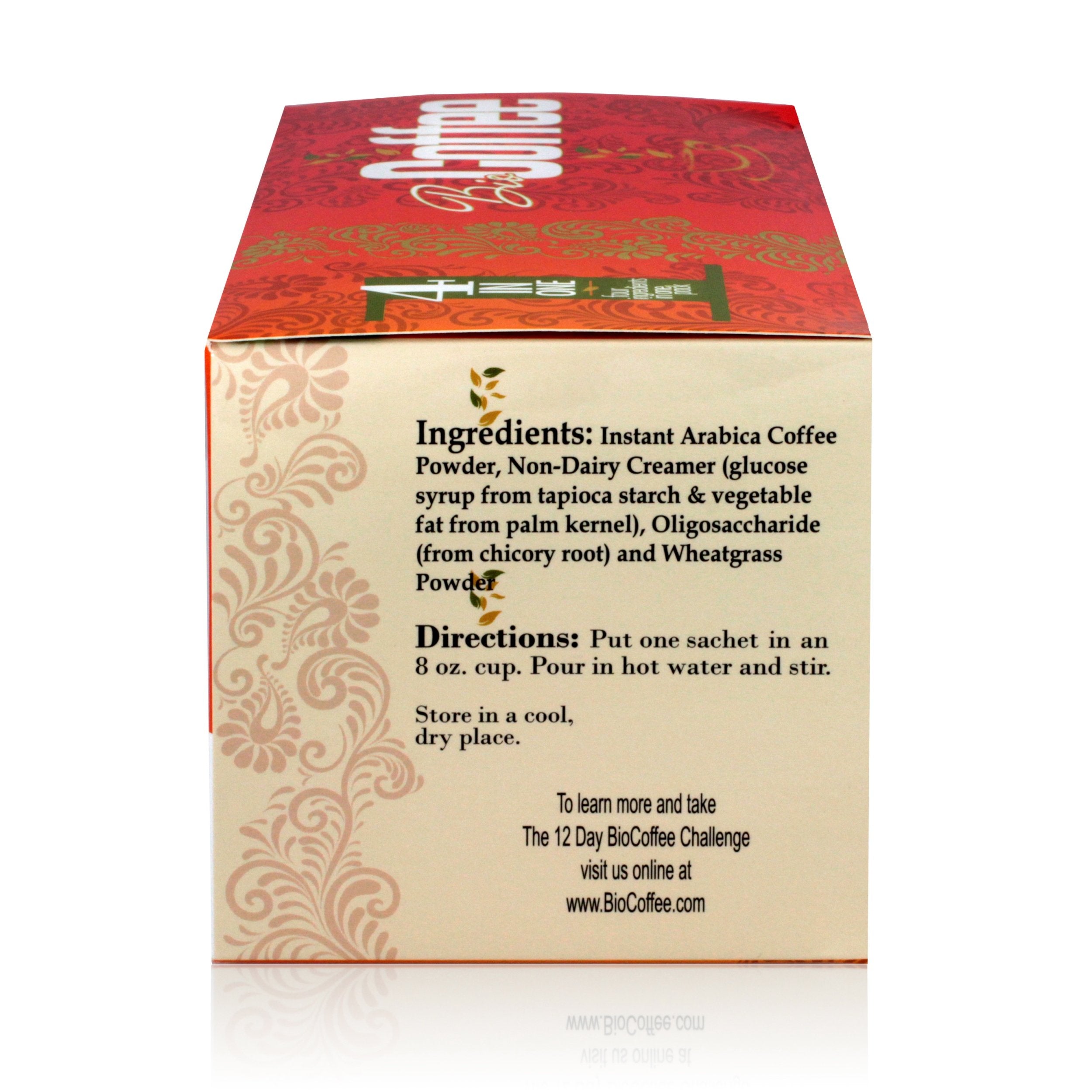 Bio Coffee- NEW! - First Organic Instant Non-dairy Alkaline Coffee (12 Sachet Box)