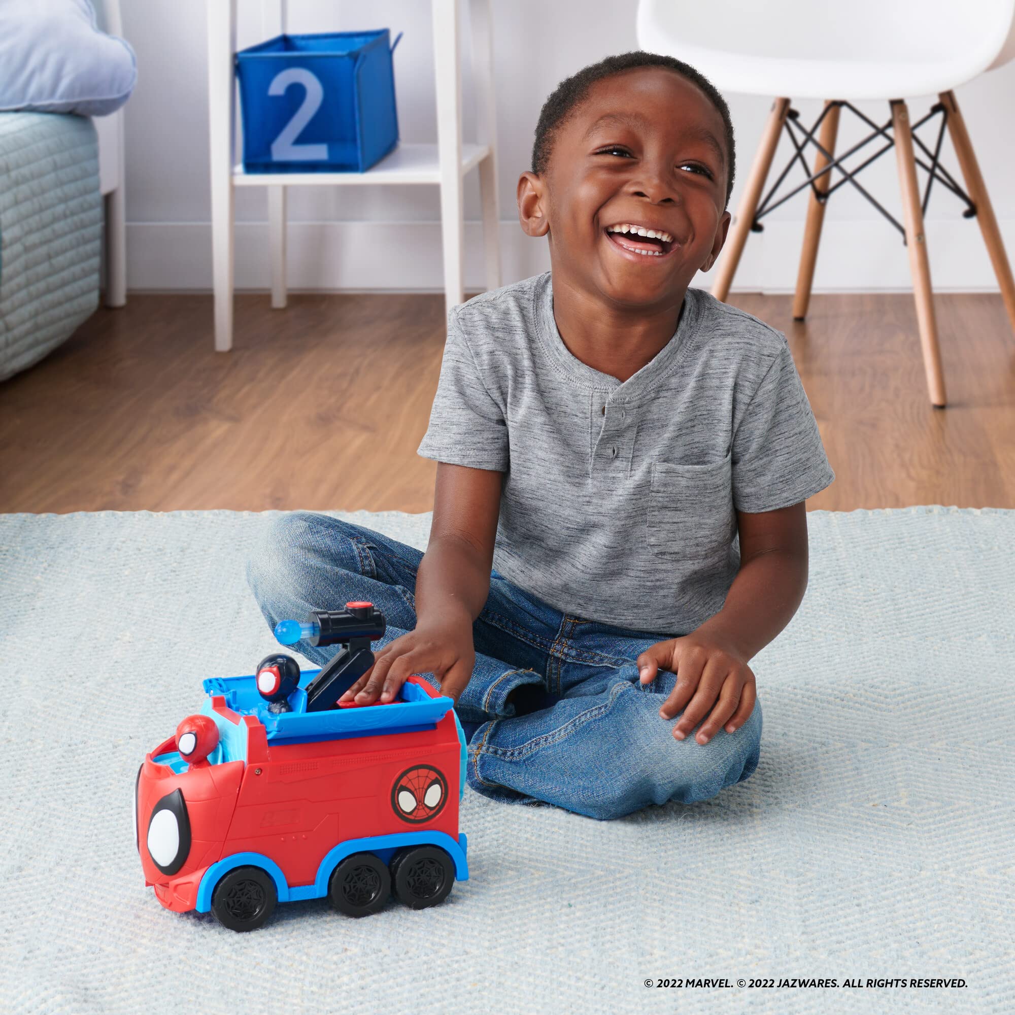 Jazwares Marvel's Spidey and His Amazing Friends Web Spinning Hauler - 8-Inch 3-in-1 Transforming Vehicle - Toys Featuring Your Friendly Neighborhood Spideys