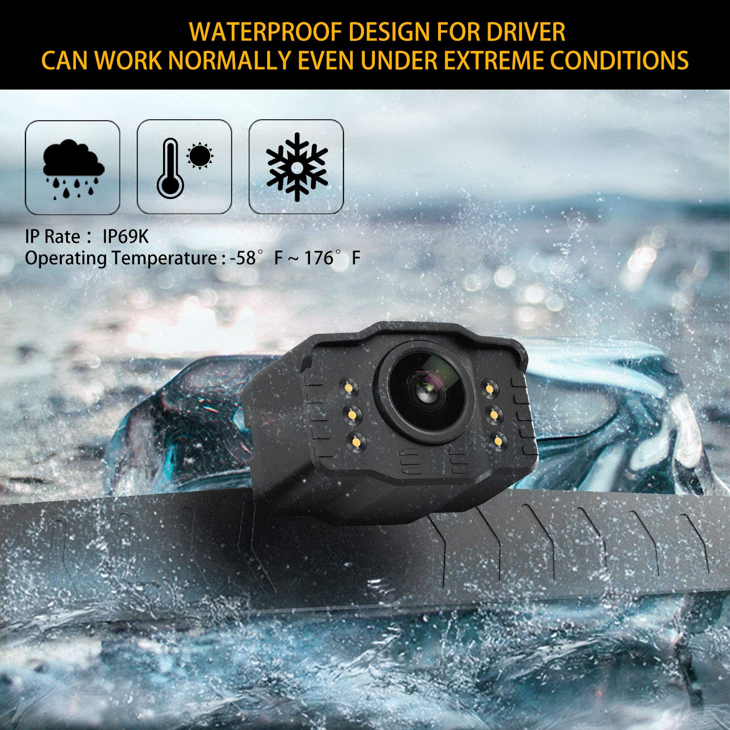 Xroose S2 HD Wired Backup Camera, 149° Wide Field of View License Plate Camera, IP69 Waterproof LED Colored Night Vision Rear-View Camera for Reversing/Driving Car Pickup SUV Truck