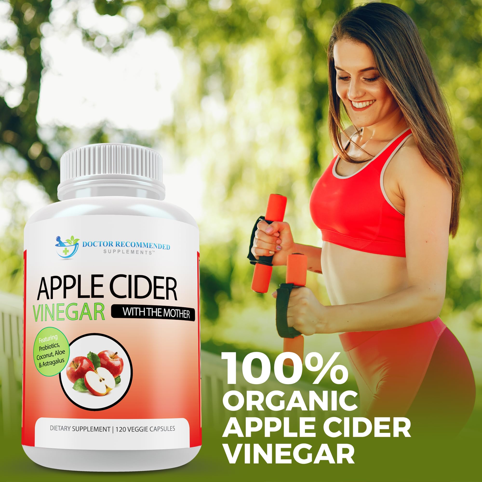 Apple Cider Vinegar Capsules - 100% Organic Apple Cider Vinegar Pills 1500 mg - Natural Digestion, Immune Booster Support & Cleansing Supplement with Probiotics - Made in The USA
