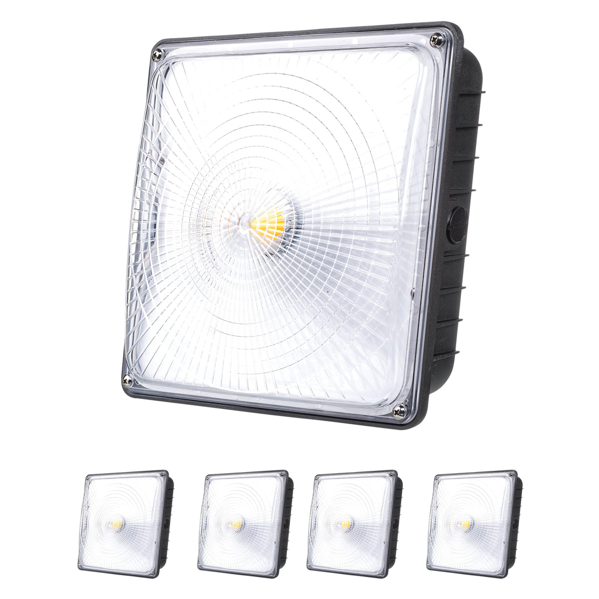 PARMIDA (4 Pack) LED Canopy Light, 45W, 0-10V Dimmable,110-277VAC, IP65 Waterproof, ETL-Listed, 5000K (Day Light), 9.6" x 9.6" Street, Area & Outdoor Lighting, Bronze