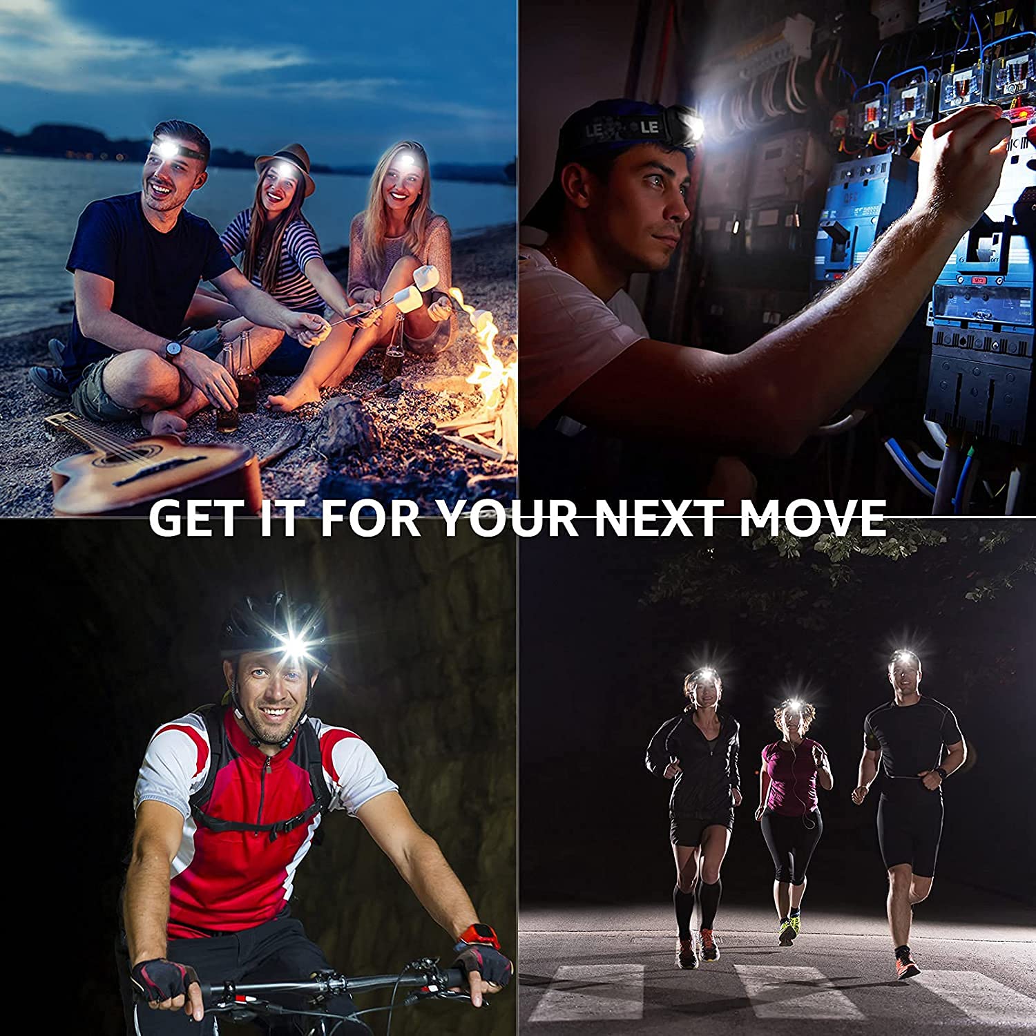 Lepro LED Headlamp Rechargeable - Super Bright Head Lamp with 5 Modes for Camping & Hiking Gear Essentials, IPX4 Waterproof Headlight Flashlight with Red Light, USB Cable Included