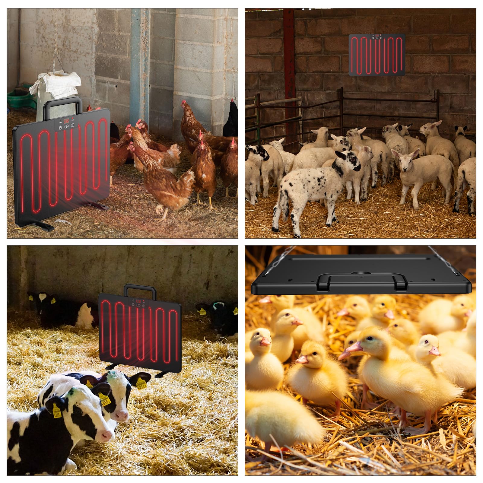 Winpull Chicken Coop Heater, Portable Radiant Chicken Heater, 5 Timing and 3 Temperature Levels, 100/200W Coop Heater with Thermostat Energy Efficient Safer Than Brooder Lamp, 3 Installation Style