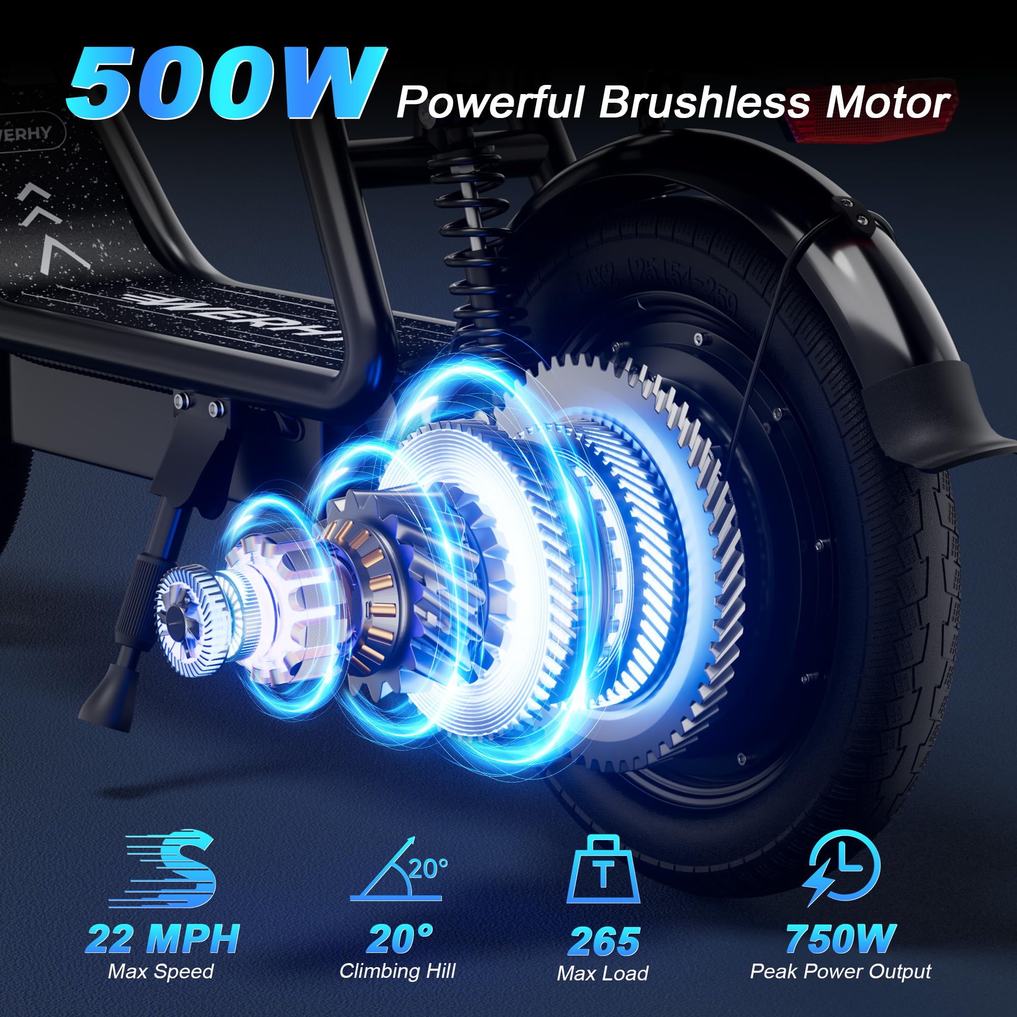 WERHY Electric Scooter,500W Motor, 14'' Tires, Top Speed 22 mph, Max 27/49 Miles Ranges, Foldable E-Scooter with Suspension &Adult, Digital Display, Cruise Control,Rear Seat Box