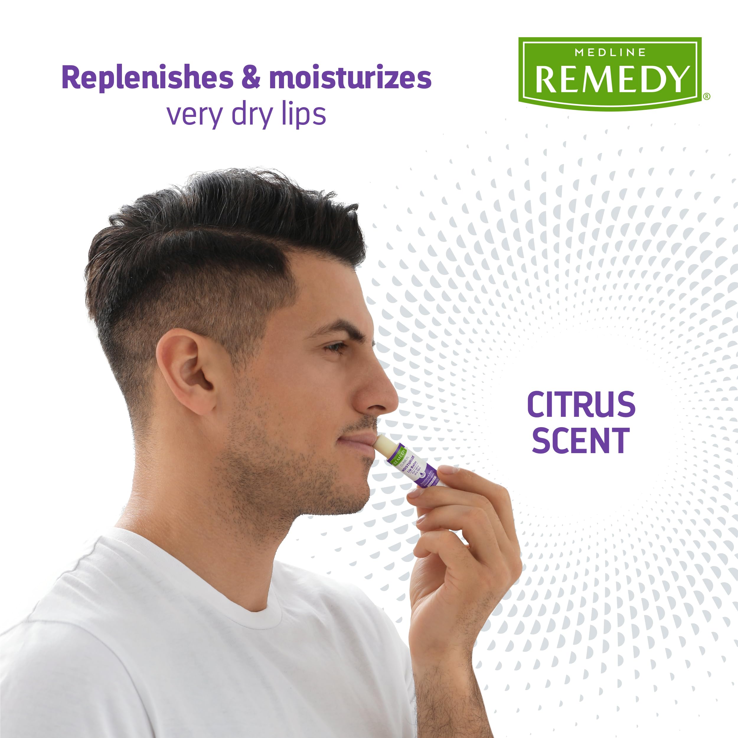 Medline Remedy Clinical Lip Balm, 3 Count, Citrus Scent, Moisturizing, Hydrating, Nourish, Nutrient Rich, Soothing Natural Oils, Revitalize, Comforting, Skin Conditioners, 0.15 oz Stick
