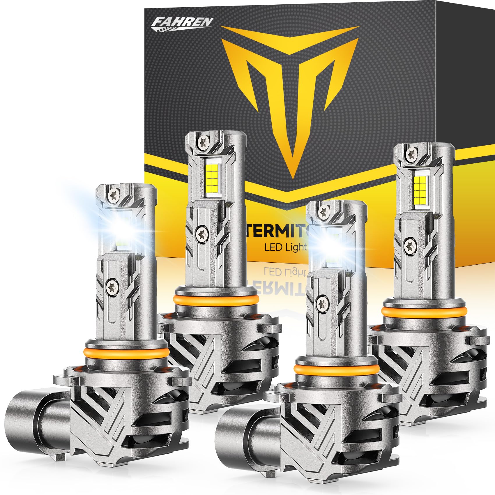 FAHREN 9005 9006 Bulbs Combo, 60000LM 900% Super Bright 9005 9006 Off-Road Use or Fog Light Bulbs, 6500K White Quick Install No Adapter Needed, Pack of 4