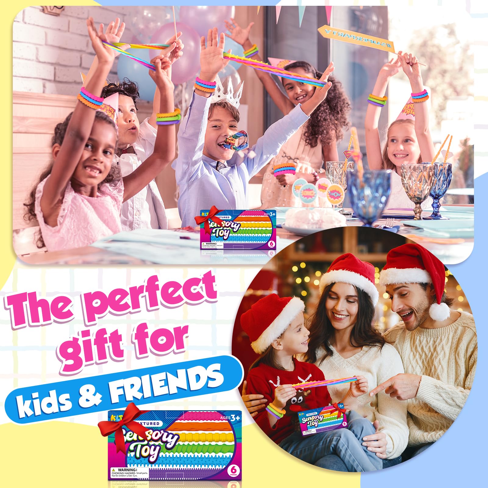 Sensory Toys Fidget Stretchy Strings: Fidget Toys Bracelet for Kids Calming - Adjustable Sensory Bracelet for Autism - Quiet Prizes Box Toys for Classroom 6 Pack