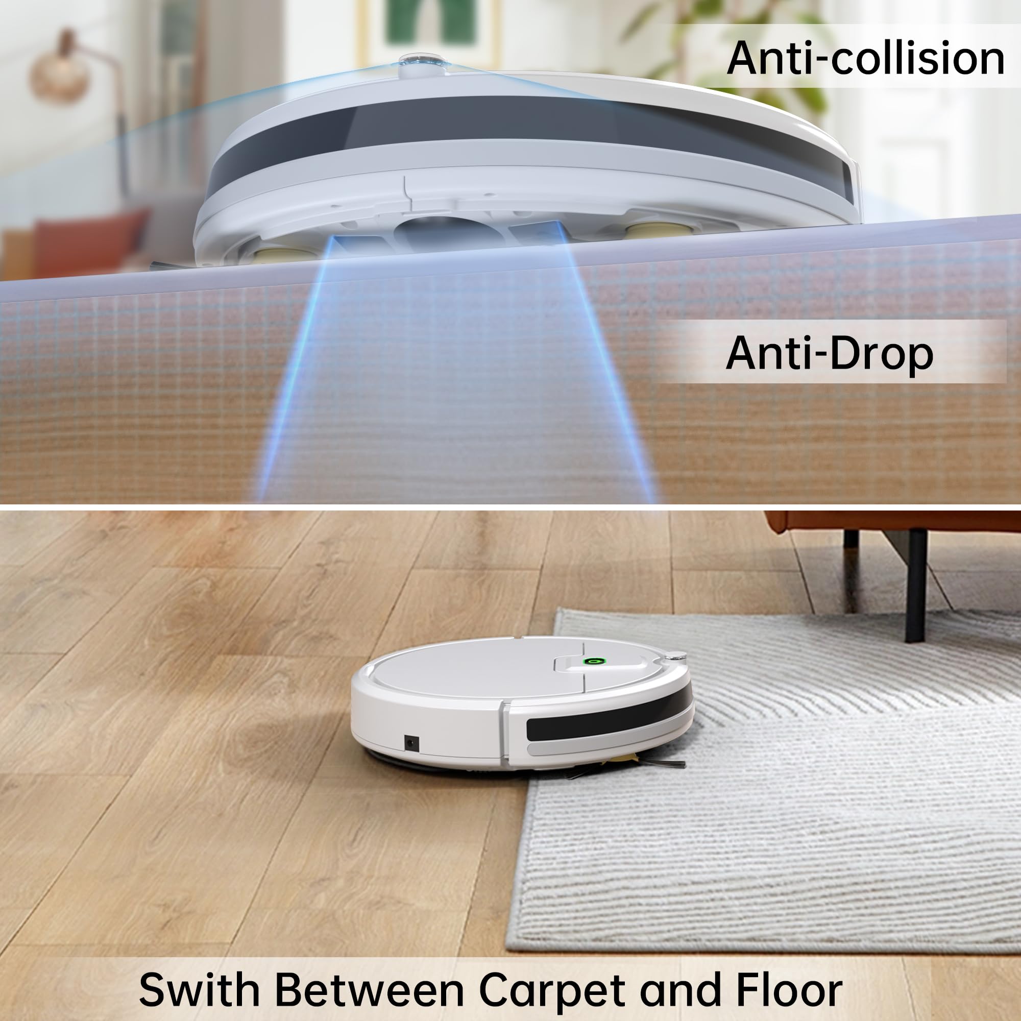 ENCHE Robot Vacuum Cleaner, 2900Pa Robot Vacuum Powerful Suction with Remote Control, Automatic Self-Charging, Long Runtime, Slim and Quiet Robotic Vacuum for Carpet and Pet Hair