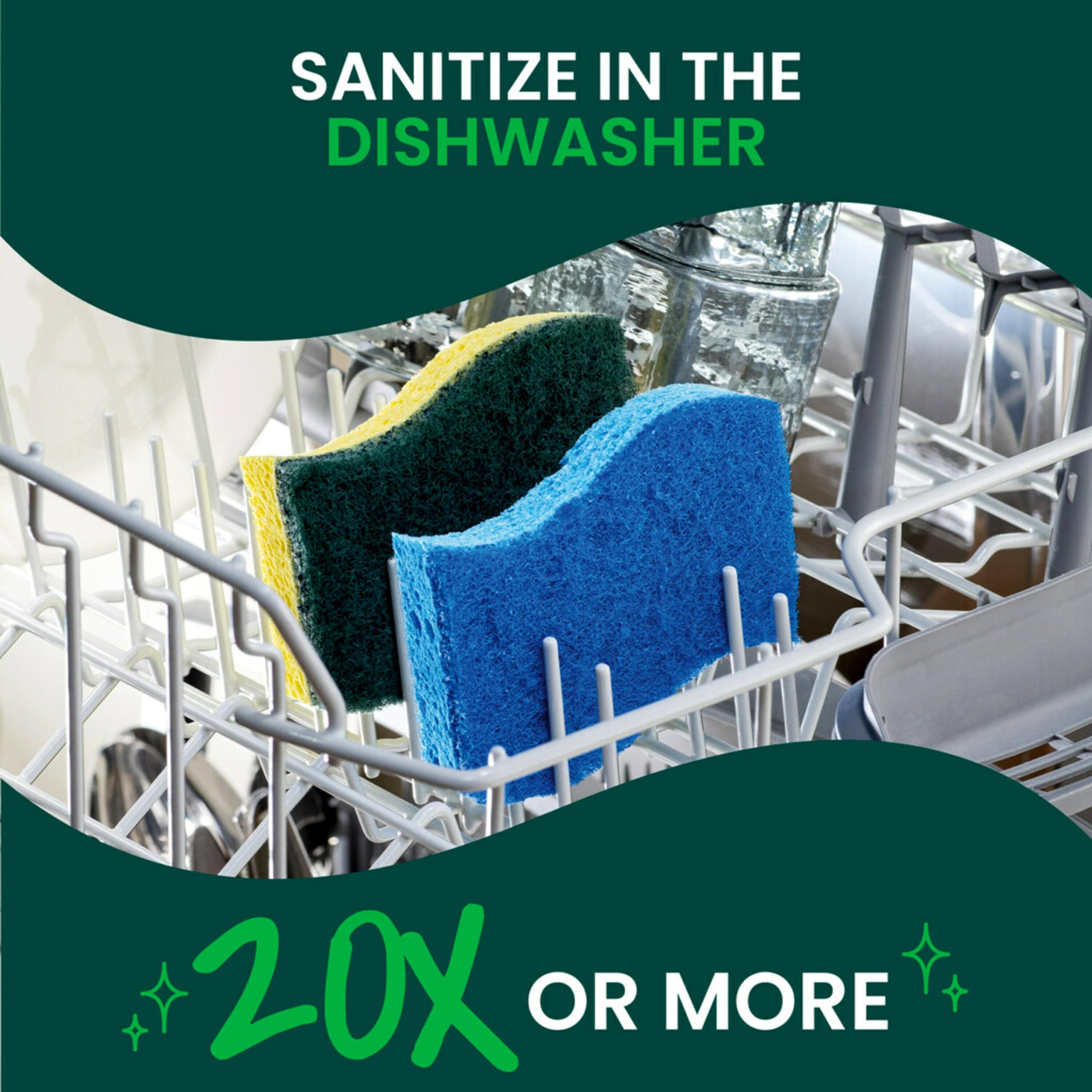 Scotch-Brite Zero Scratch Scrub Sponges, 6 Kitchen Sponges for Washing Dishes and Cleaning the Kitchen and Bath, Non-Scratch Sponge Safe for Non-Stick Cookware