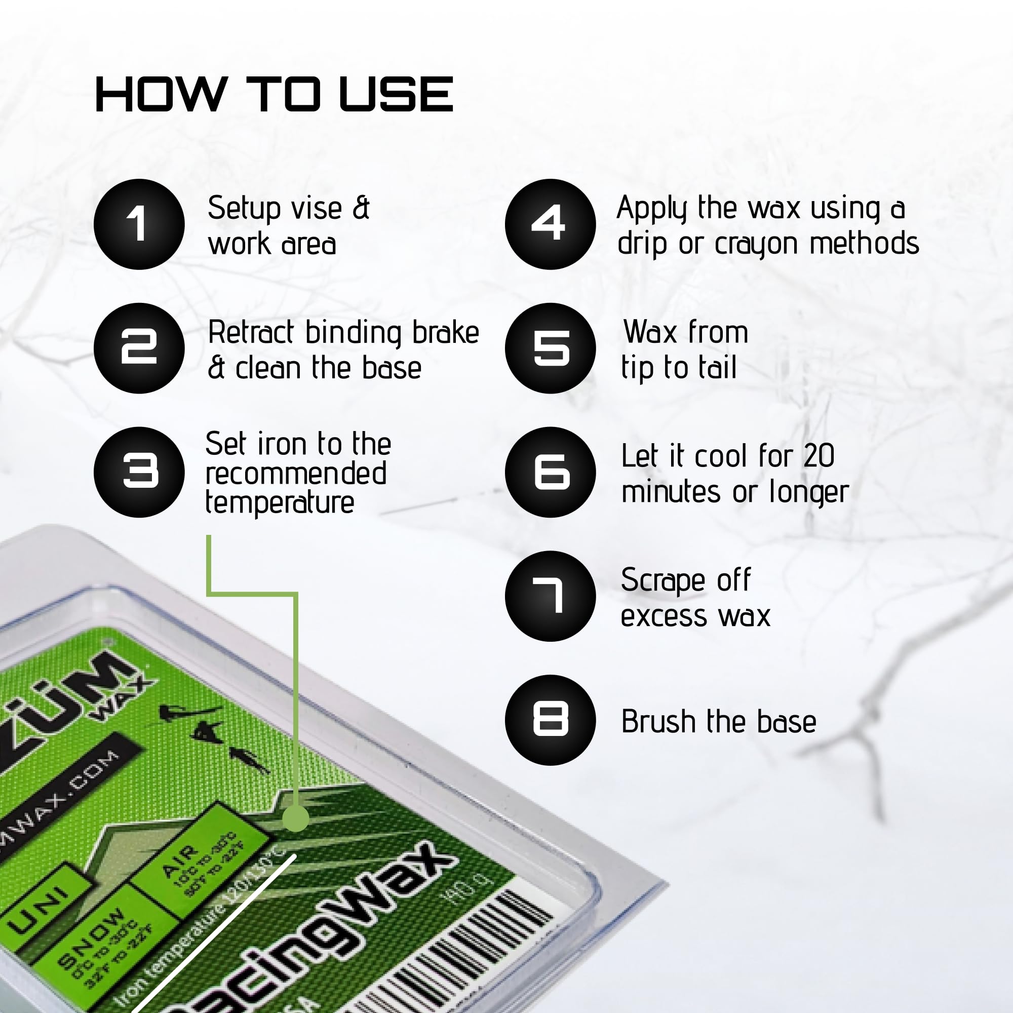 ZUMWax Iron-On Ski/Snowboard/Nordic/Cross-Country Wax, 140g, Long-Lasting, Secret Vanilla Scent, Made in USA, PFAS-Free. 100% Hydrocarbon Wax. Fast, Durable, eco-Friendly for All Conditions!