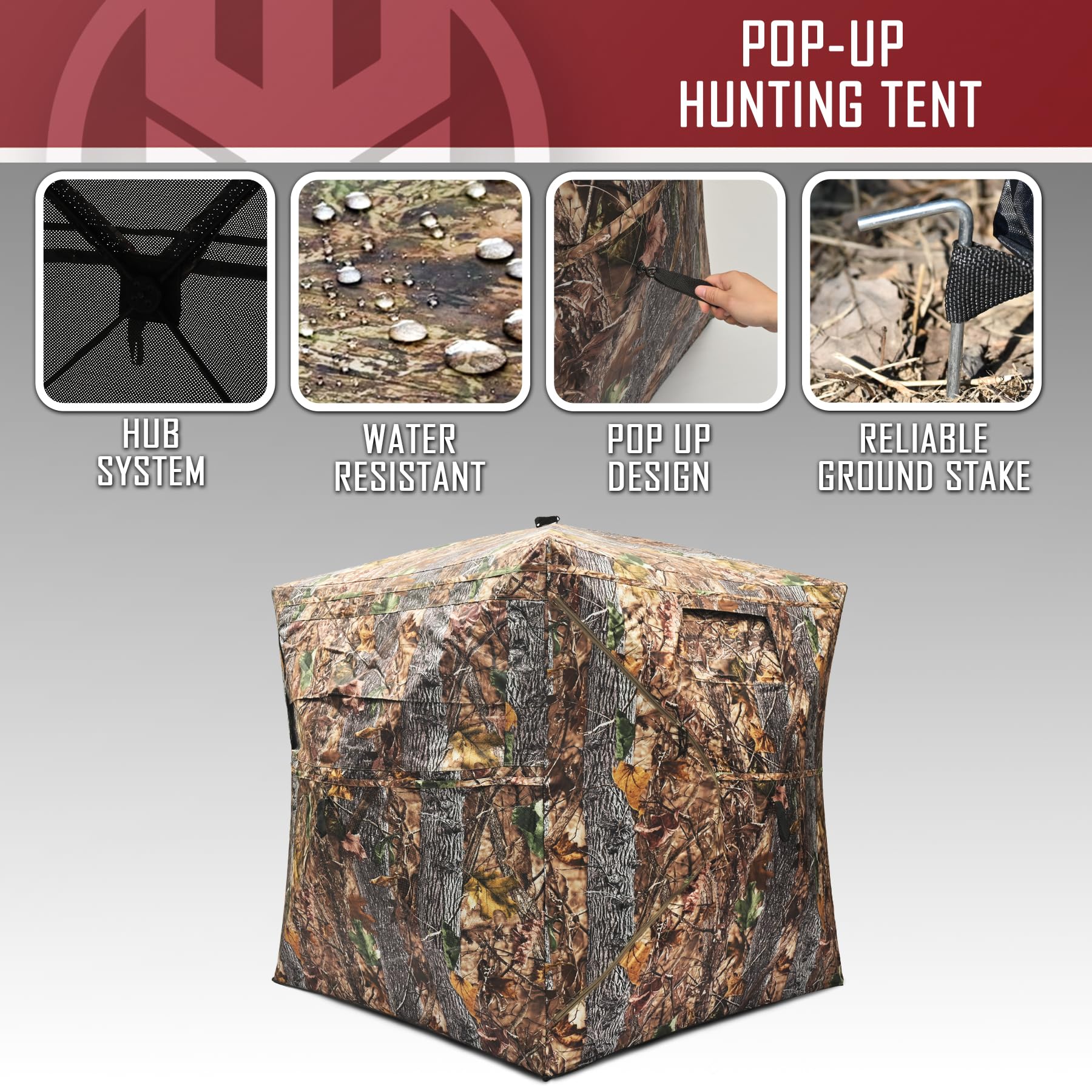 KNINE OUTDOORS Hunting Blind, 2-3 Person Pop Up Ground Blinds for Deer Hunting 270 Degree, Portable Resilient Hunting Tent for Deer & Turkey (Standard Style)