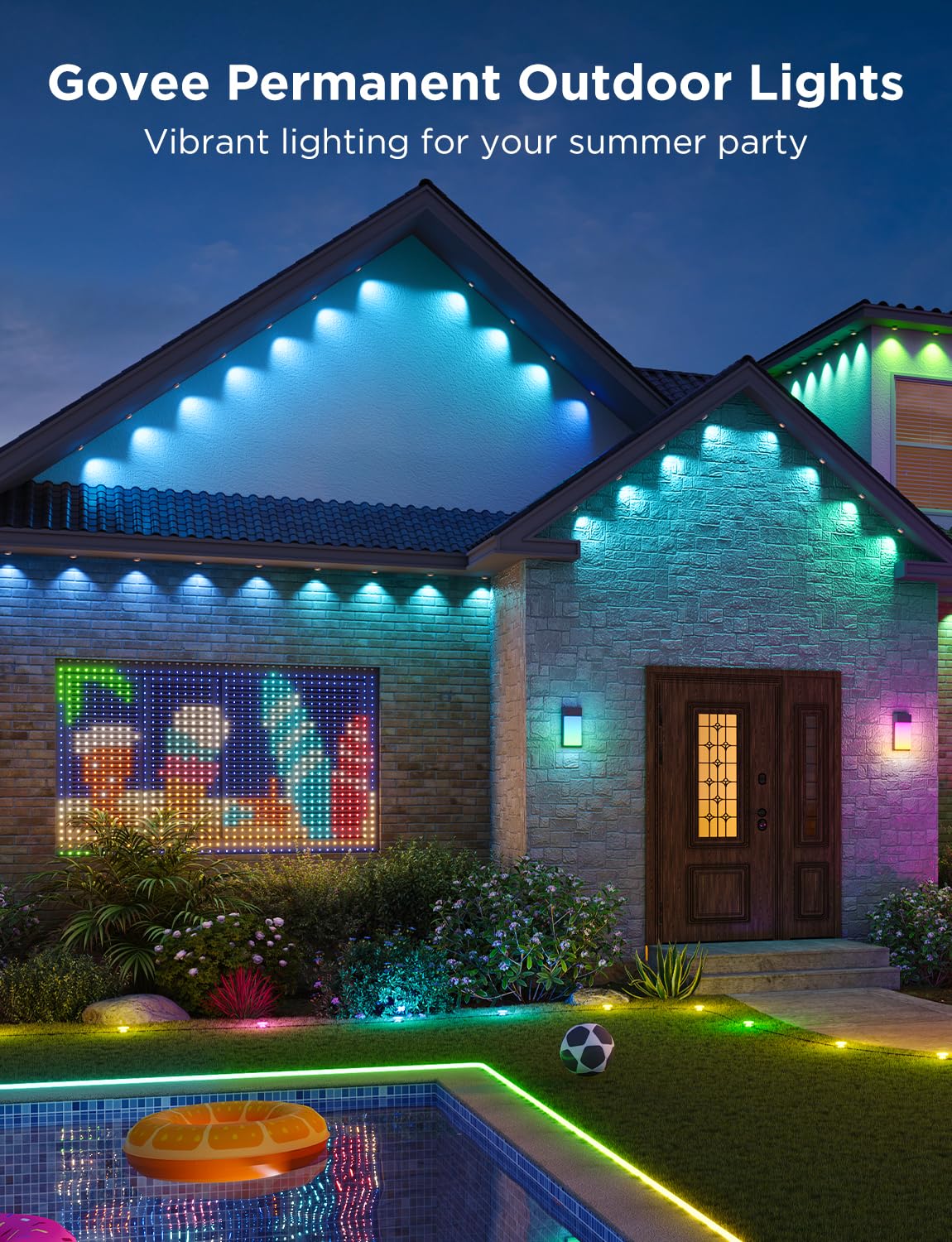 Govee 16.4ft Extension Light with Strip Clip and VHB Glue for RGBIC Permanent Outdoor Lights H705A, H705B and H705C, Not Compatible to Gen 2 H705E, H705D, H705F and Permanent Lights Pro