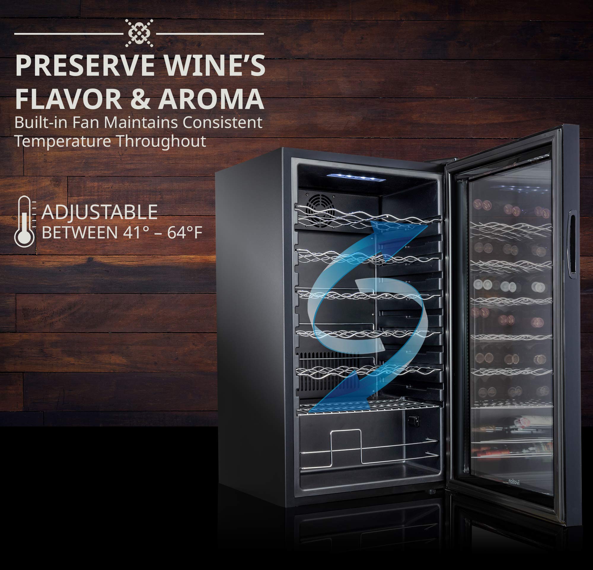 Ivation 34 Bottle Compressor Wine Cooler Refrigerator with Wi-Fi Smart App Control Cooling System | Large Freestanding Wine Cellar Fridge For Red White Champagne or Sparkling, Black Glass Door & Lock