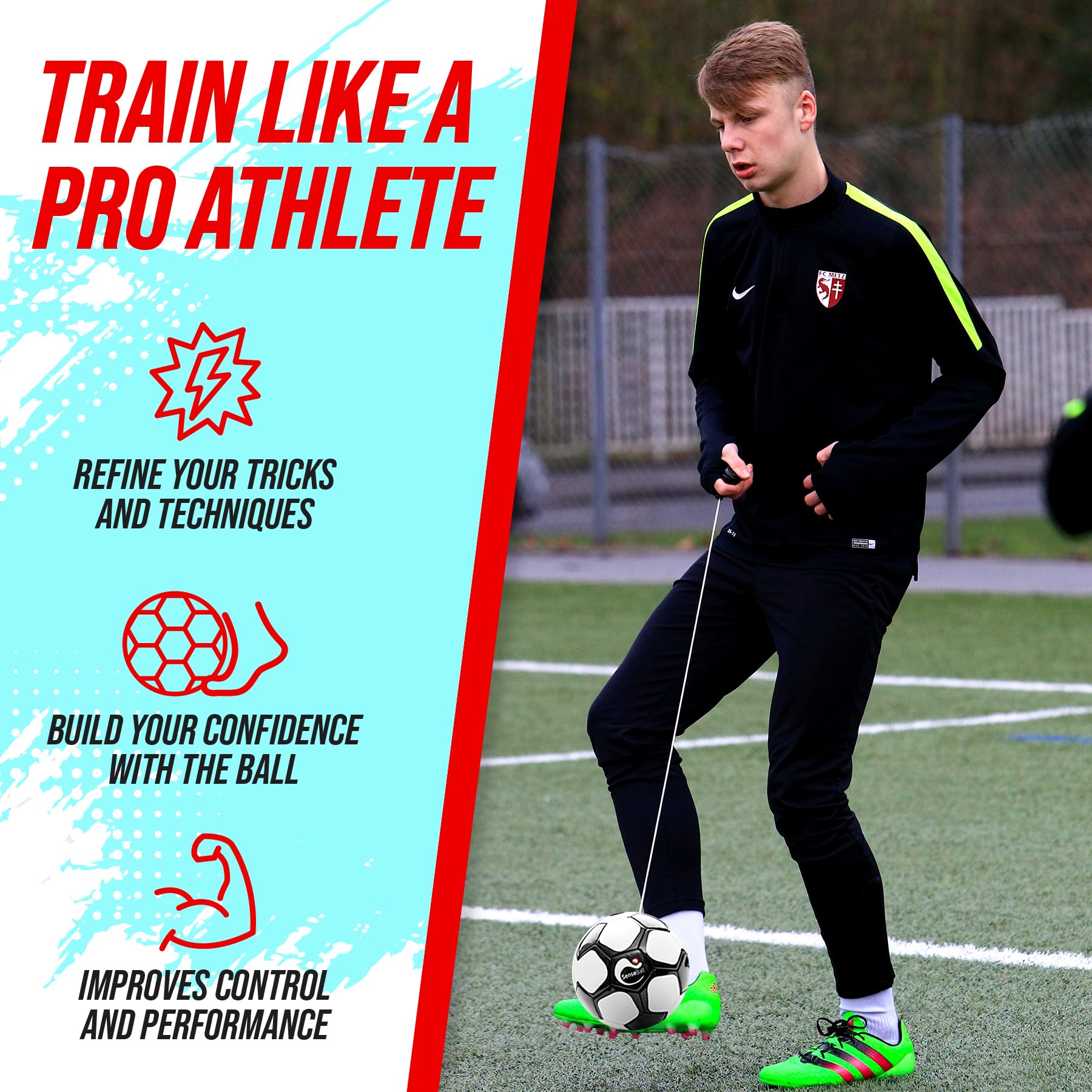 SenseBall Soccer Ball | Soccer Training Equipment for Kids & Adults | Improve Skills & Control with 50 Exercise Videos & Personal Soccer Coach App