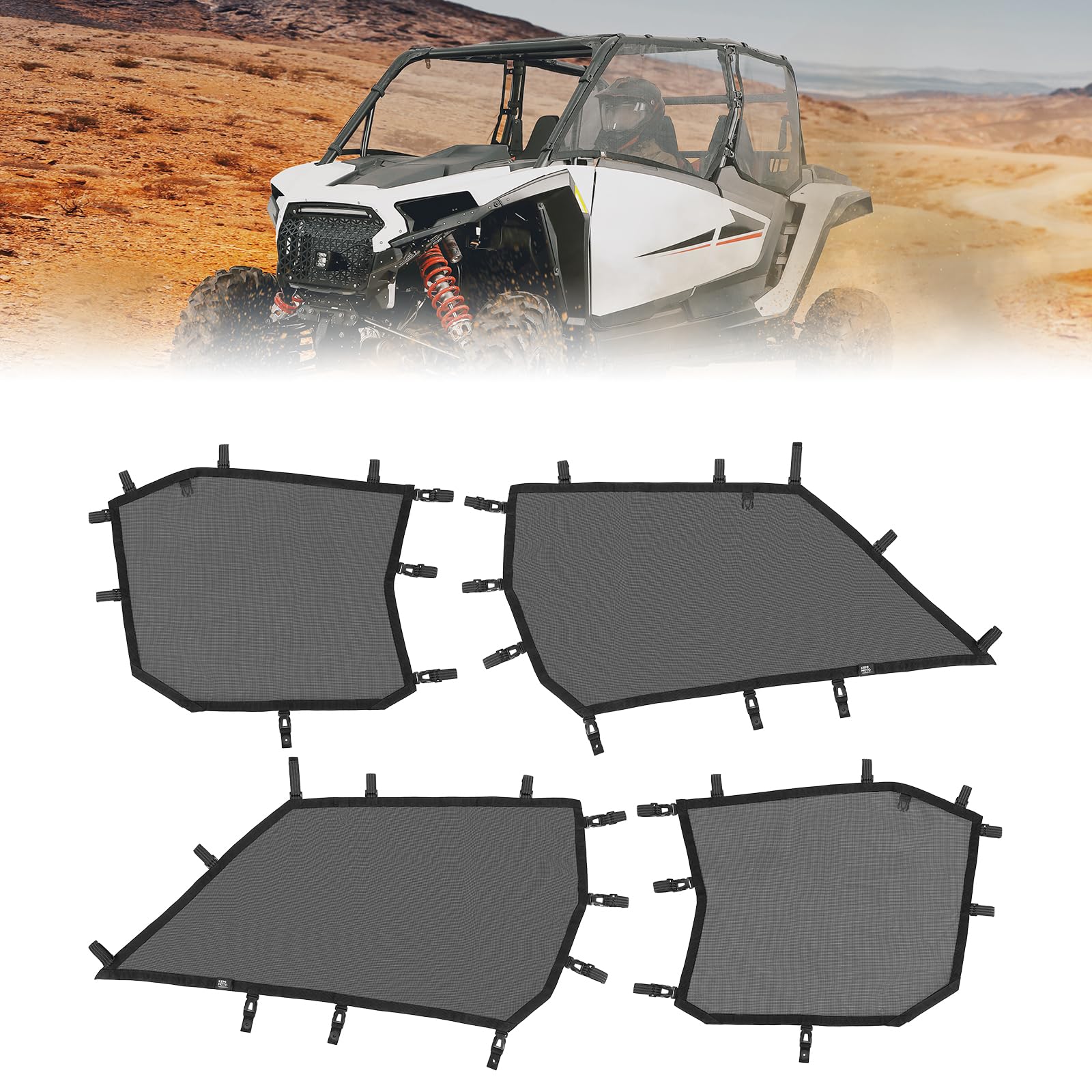 KEMIMOTO 2024/2025+ Window Mesh Net 4 Seater XP 1000 Side Soft Windshield Compatible with 2024/2025+ Polaris RZR XP 4 1000 Mesh Window Sun Shade Net UTV window mesh