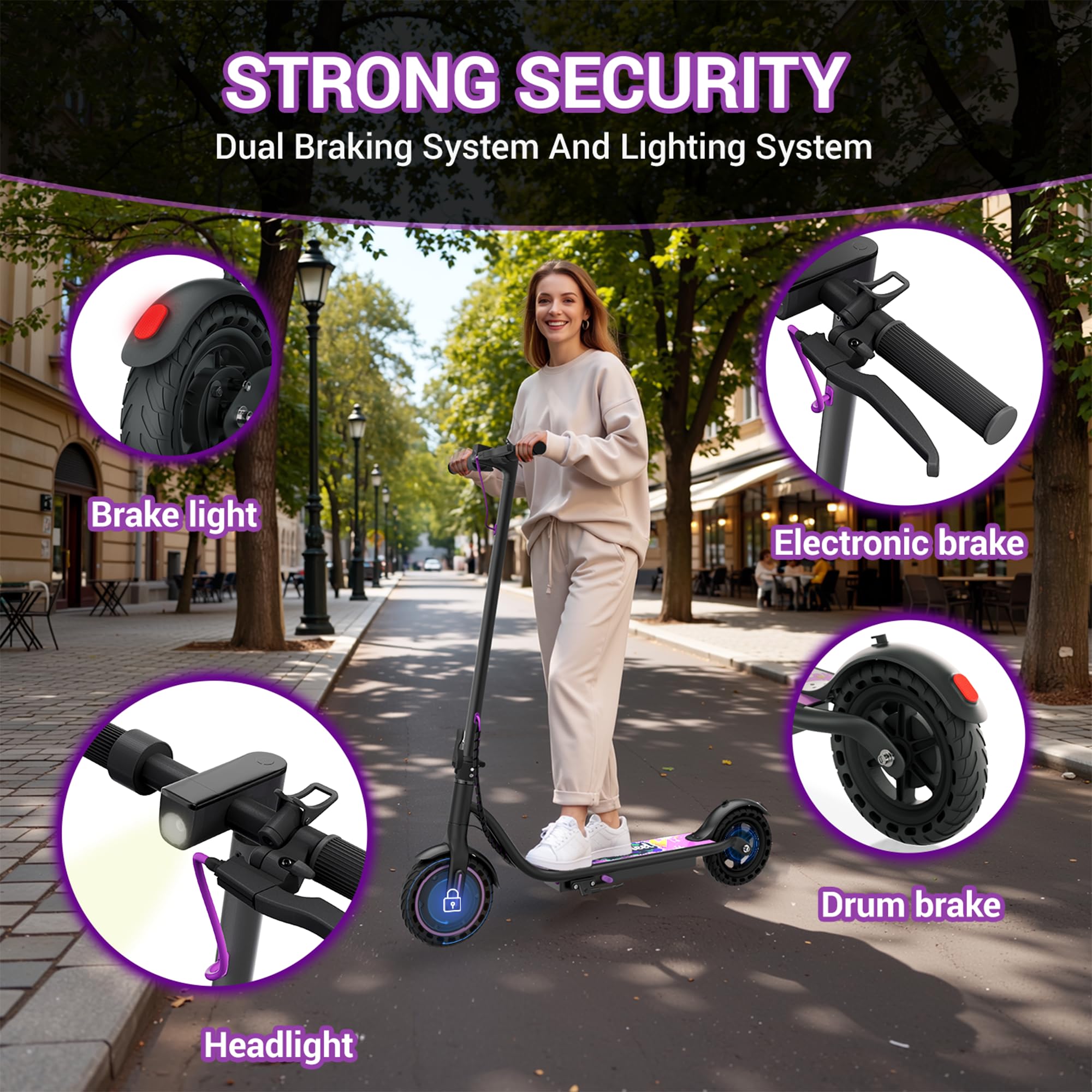Aovowheel Electric Scooter for Adults, Folding E Scooter with 350W/500W Motor 16/24 Mph Top Speed, Max 19-23 Miles Long Range, 8.5''/10''/14''Tires Commuting Scooters with Dual Brakes System, APP