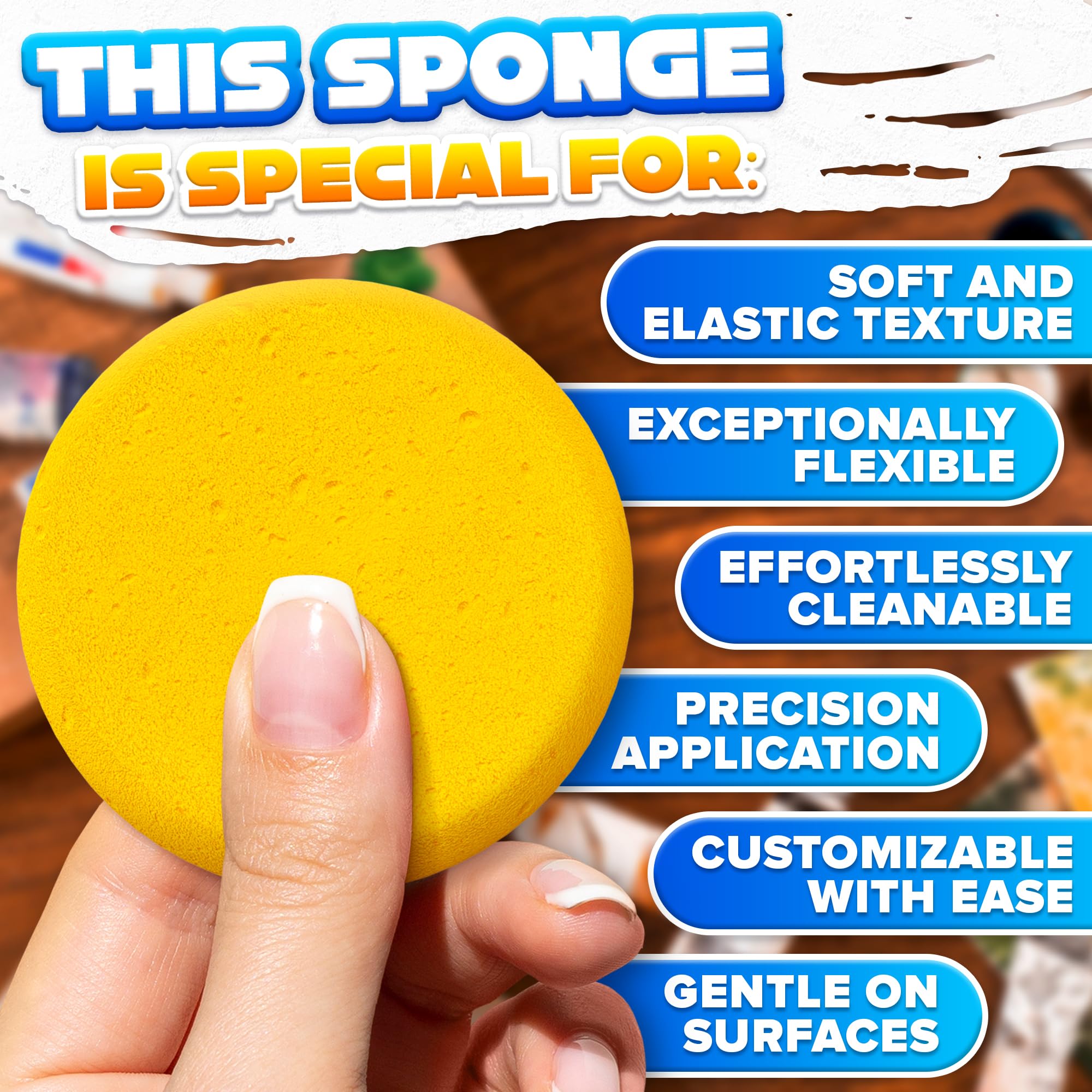 12 Pcs Pottery Sponges for Clay – 2.8"x1" Pottery Sponge for Painting, Car Waxing, Washing Dishes & Ceramic Care, Tack Sponges for Cleaning Leather – Durable Texture for Efficient Sculpting & Cleanup