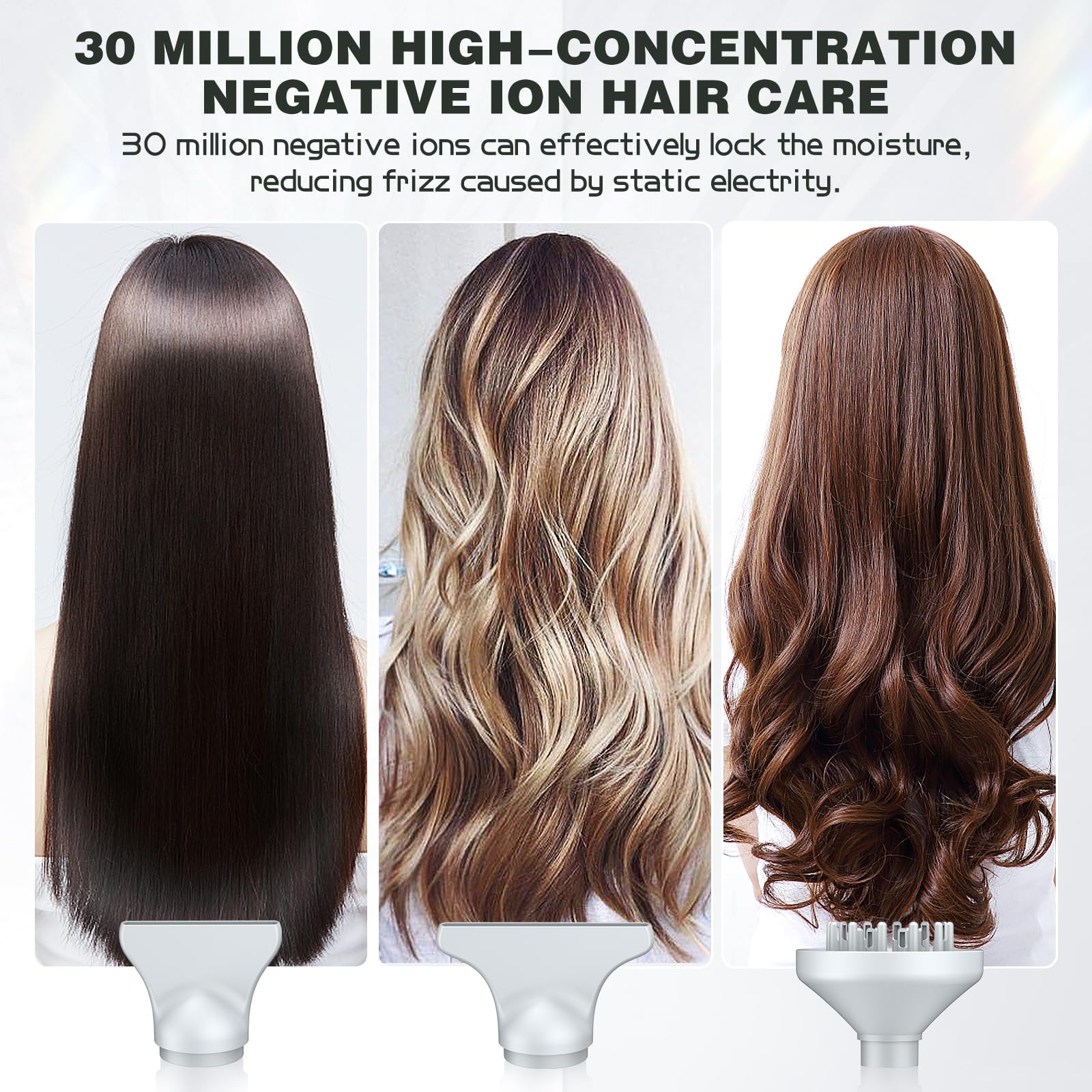 Slopehill Professional Hair Dryer With Diffuser, Ionic, Powerful & Fast Salon Blow Dryer, 110,000 RPM Brushless Motor, Light & Compact for Home Travel (Silver)