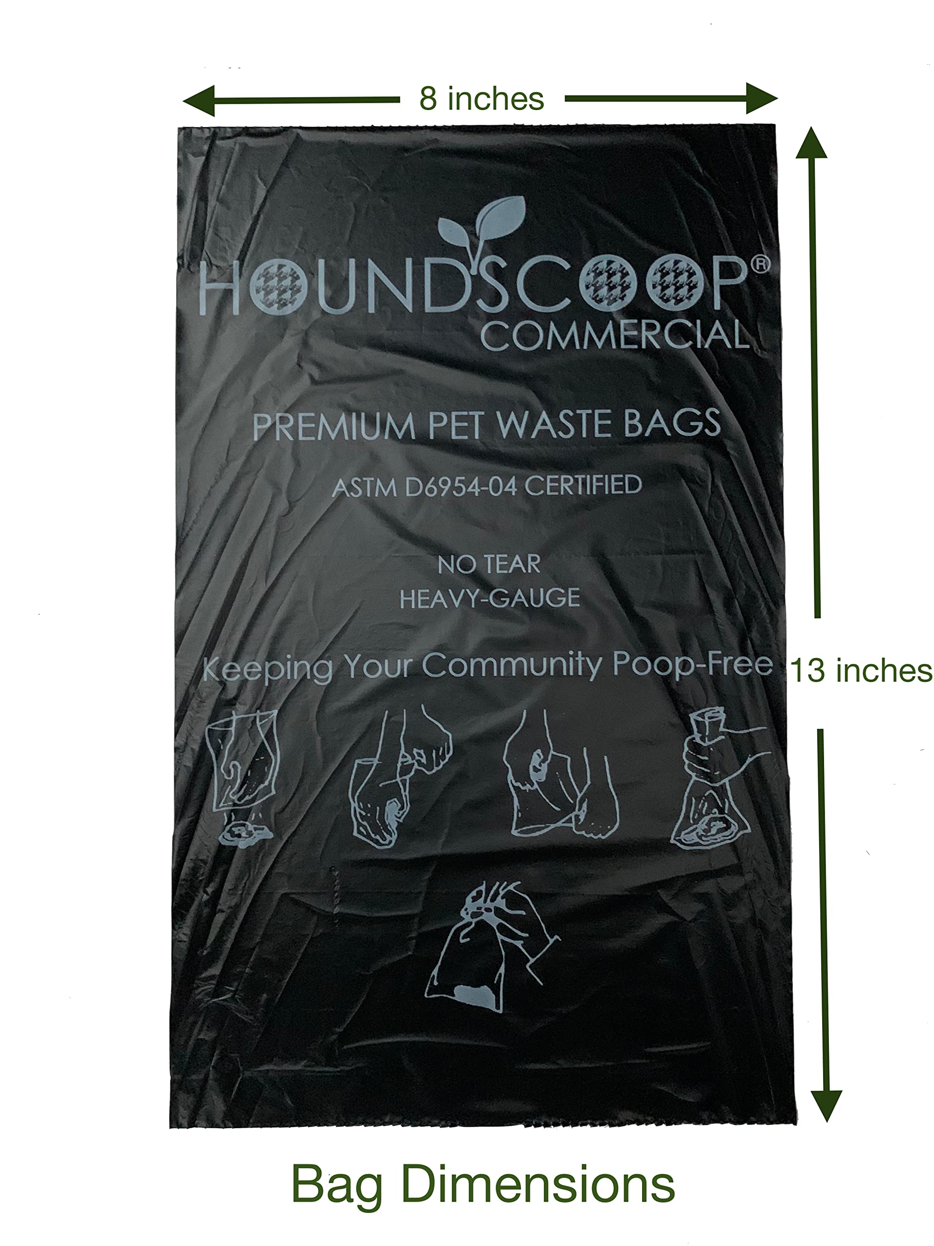 HOUNDSCOOP Case of 2000 Pet Waste Bags on Roll (10 Rolls of 200 bags per roll) Dog Waste Station Bags for HOA, Residential, commercial roll bag for Poop Station Dispensers
