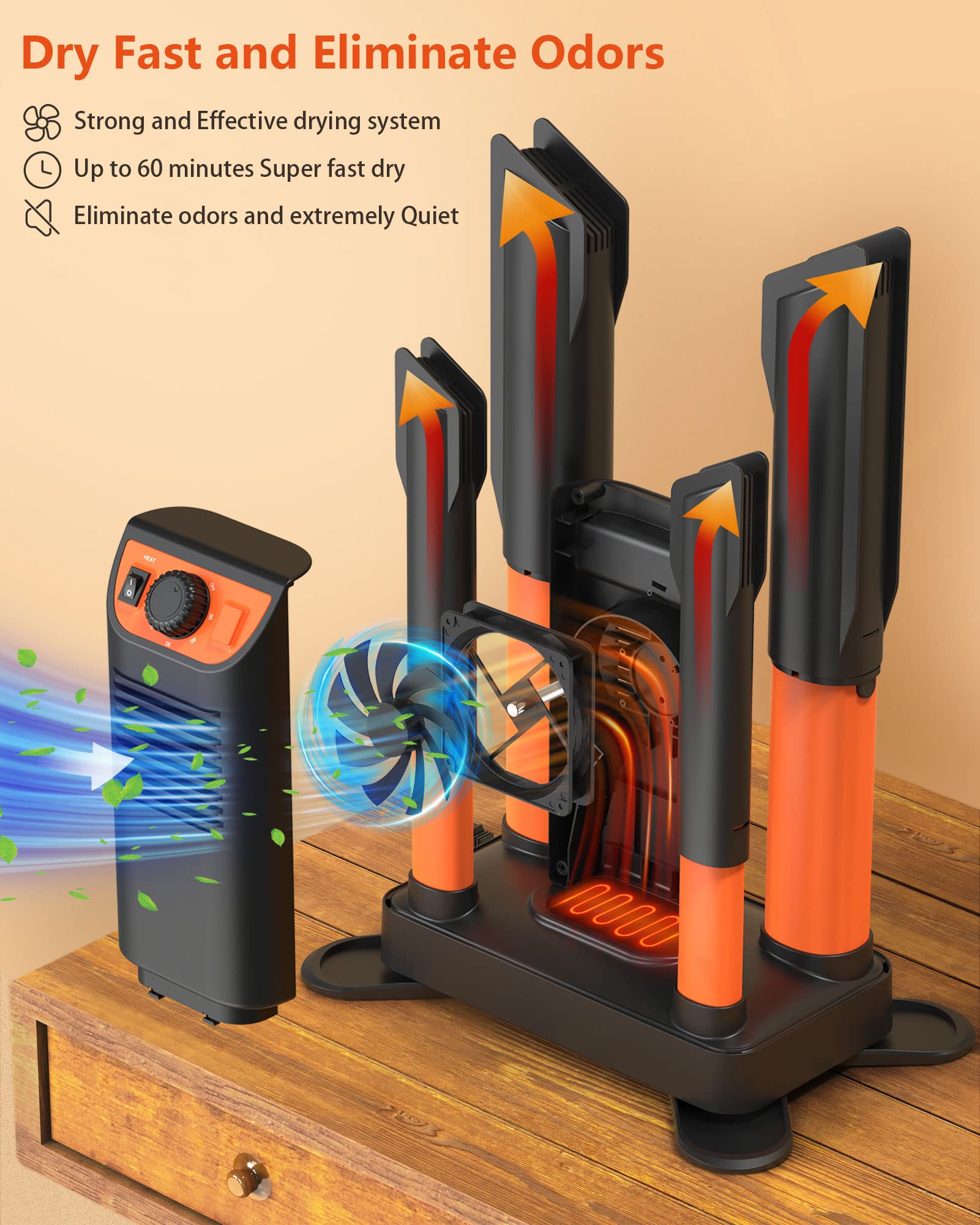 EPAPHRAS Boot Dryer Shoe Dryer, Glove Dryer & Boot Warmer with Heat Blower,Quick Drying for Work Boots, Ski Boots, Sneakers, Gloves, Hats, Helmets