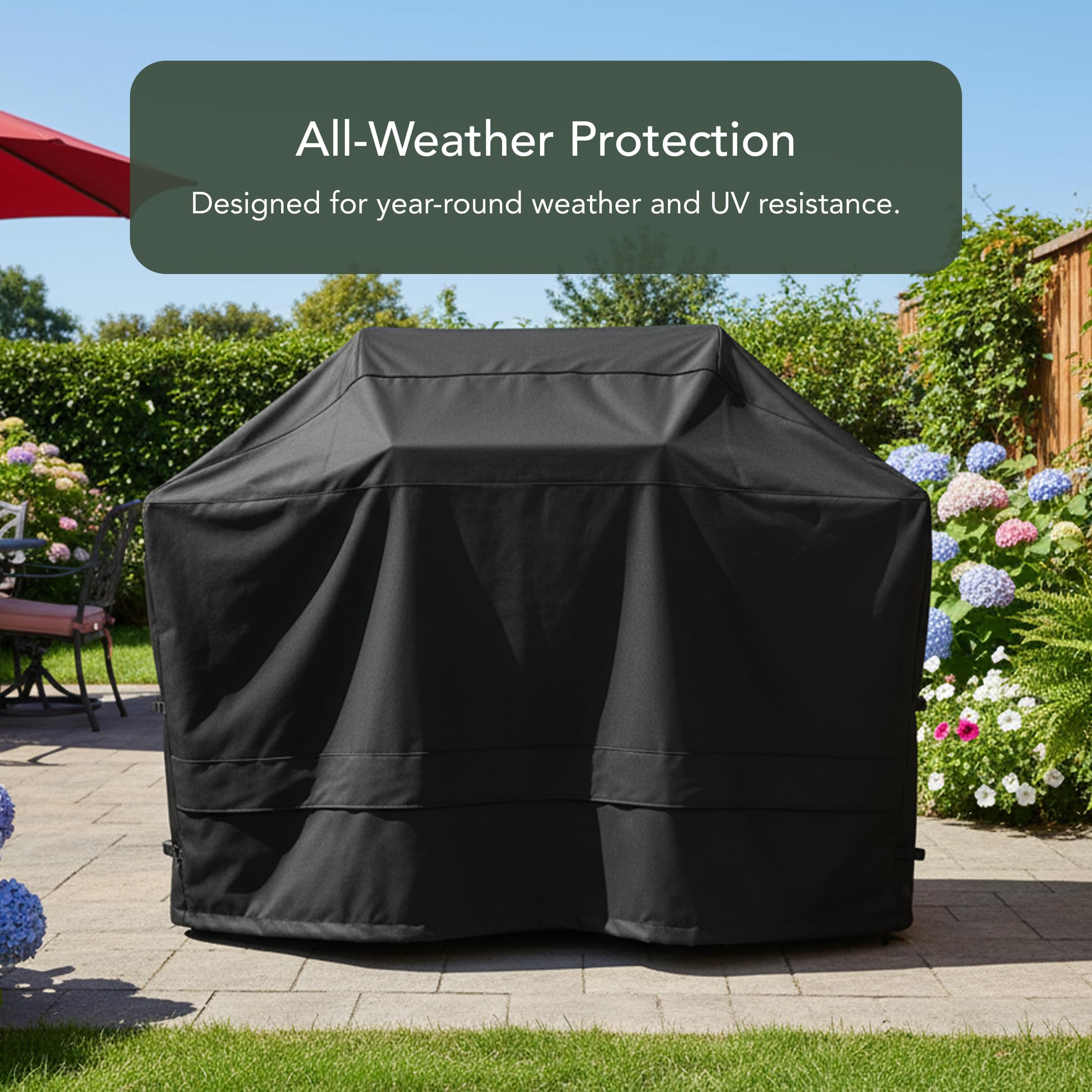 Covermates Ultima Grill Cover – Heavy Duty All-Weather Outdoor BBQ Cover with 600D Polyester, Adjustable Buckle Straps, Reinforced Handles, Mesh Vent, UV, Rip & Water-Resistant, 60 Inch, Ripstop Black
