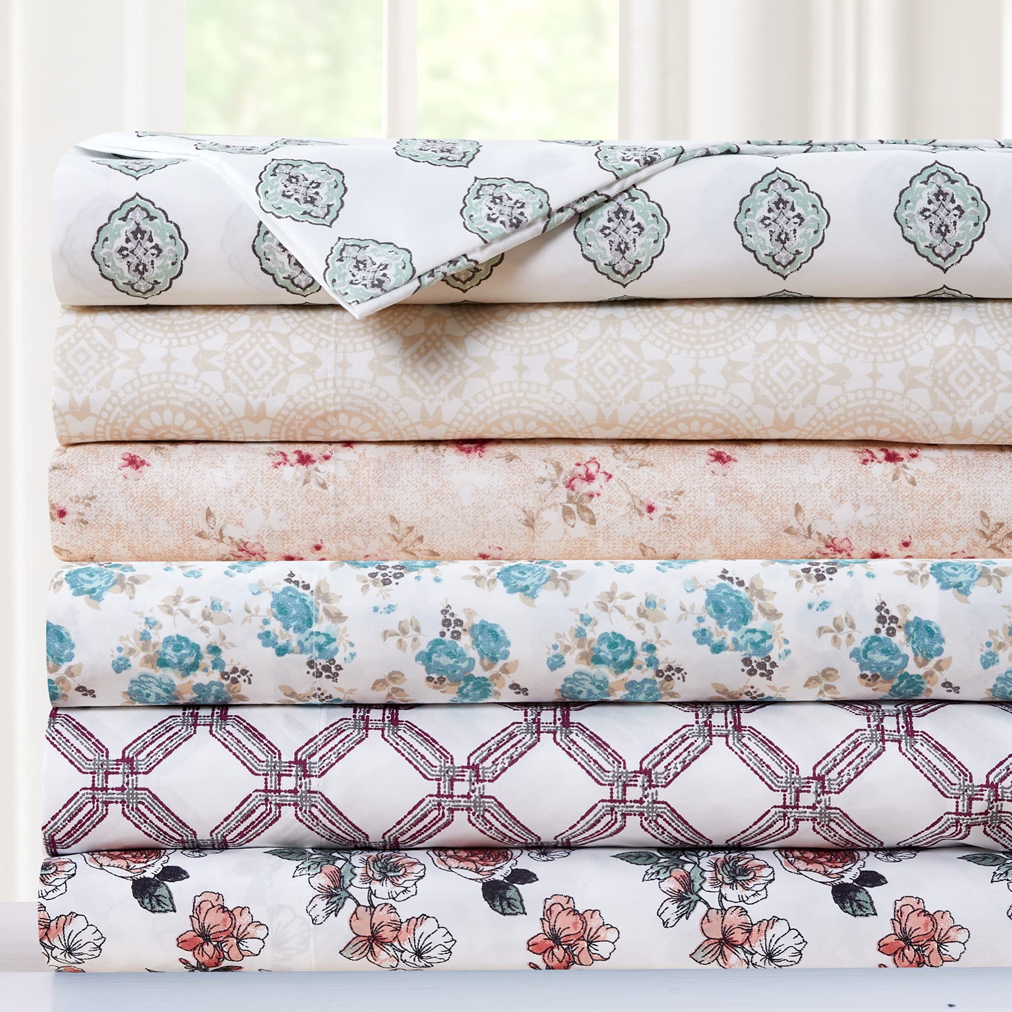 Modern Threads Printed 4-Piece Extra Soft Bedding Sheets & Pillowcase Set, Deep Pocket up to 16 inch Mattress Forever Roses Cal King