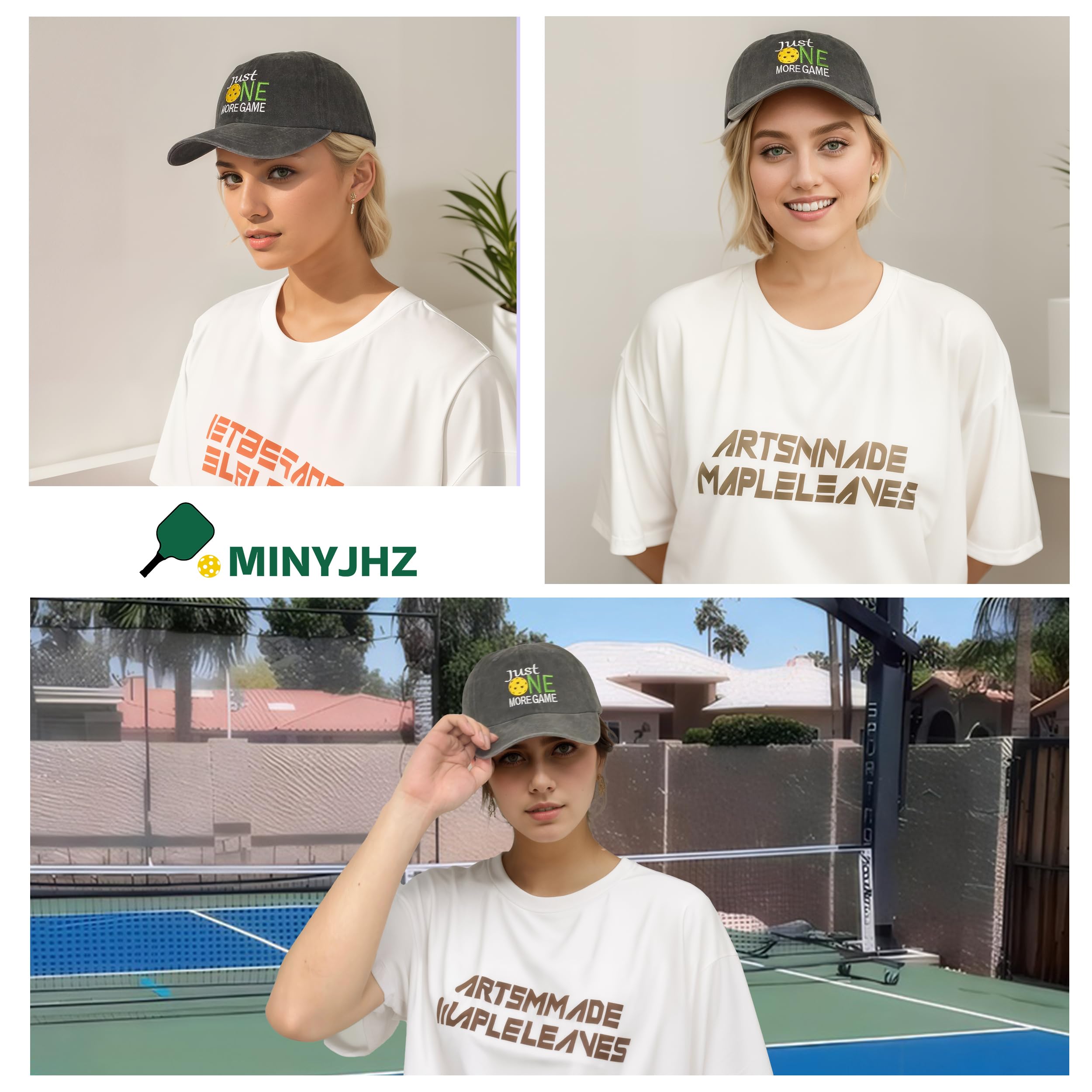 Pickleball Hat - Pickleball Gifts for Men Women - Washed Adjustable Embroidered Baseball Cap with Gift Box Black