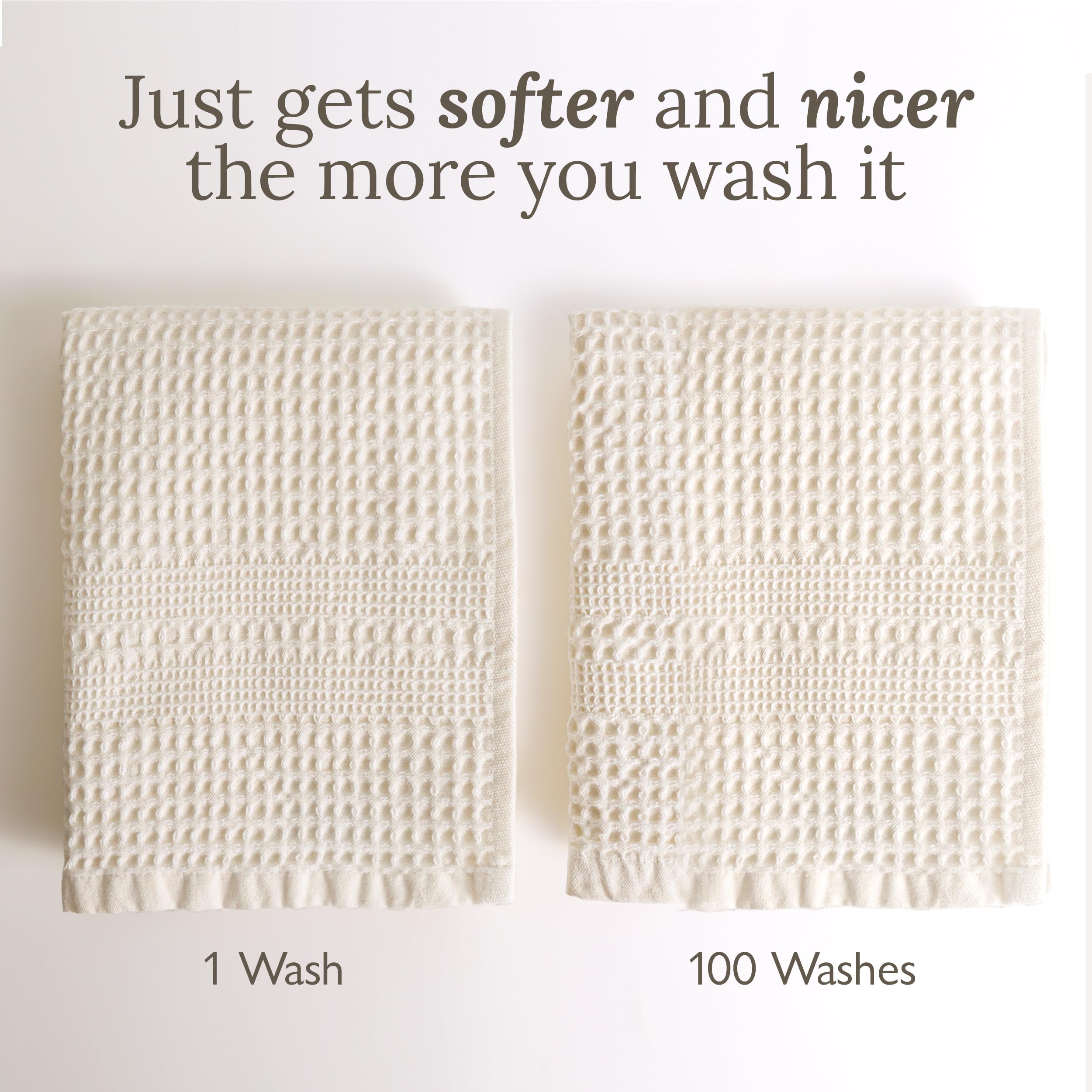 GILDEN TREE Waffle Towels Quick Dry Lint Free Thin, Bath Towel 4 Pack, Classic Style (White)