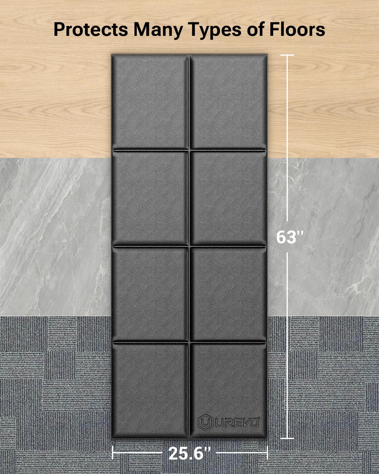 UREVO Foldable Treadmill Mat, Exercise Bike Mats for Home Gym Workout, Waterproof Non-Slip Exercise Equipment Mat Floor Protector for Indoor Walking pad, Cycles, Rowing Machine, Elliptical