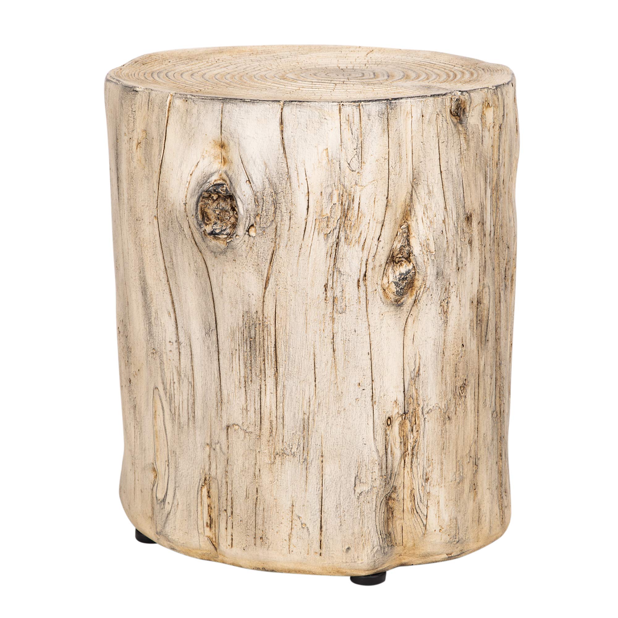 Ball & Cast Faux Wood Tree Stump Stool Concrete End Side Table,Grey white
