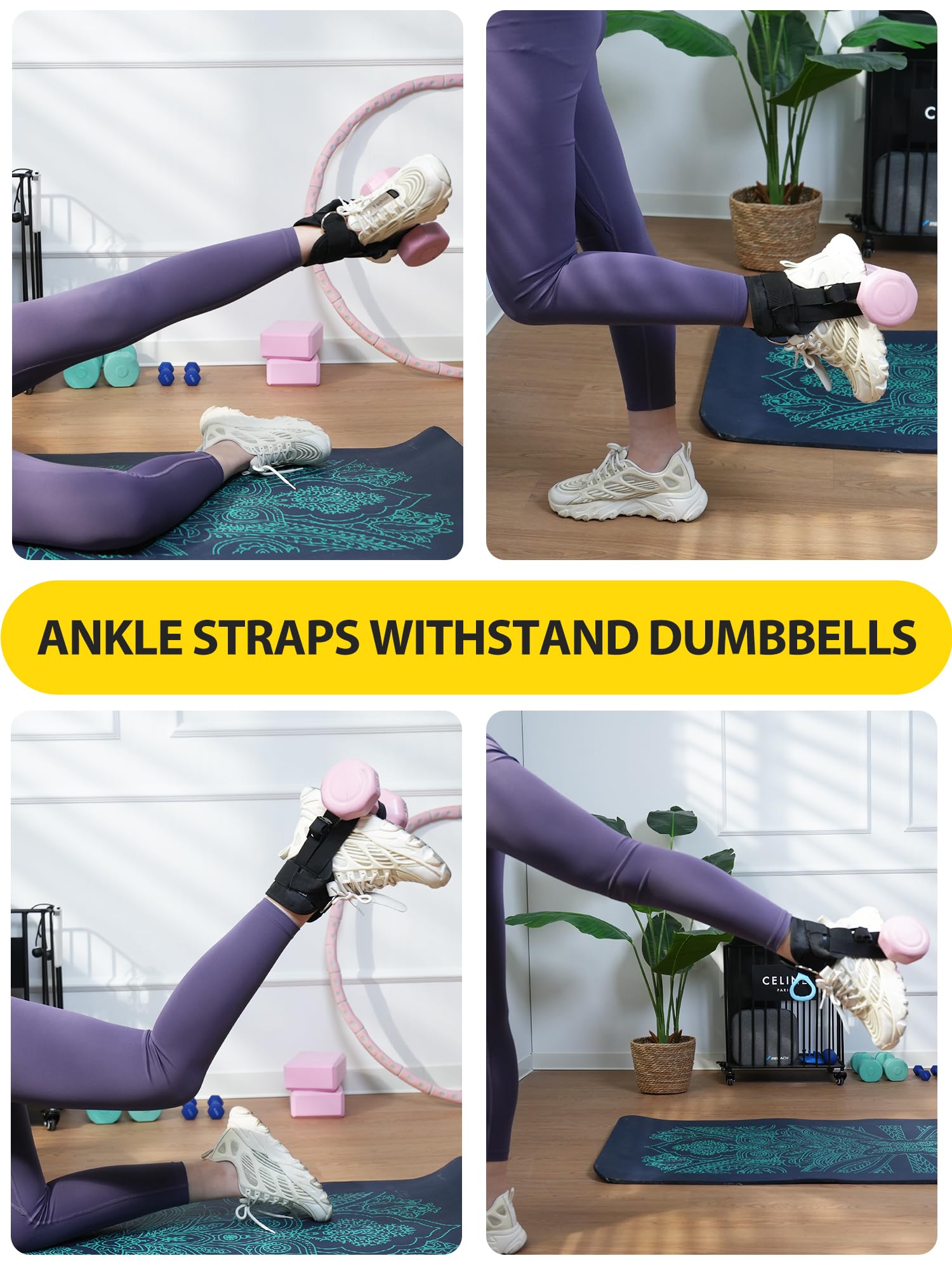 Siumir Dumbbell Foot Attachment 2 Pack, Upgraded Structure/Enhanced Safety and Stability, Adjustable Ankle Straps for Dumbbells Weights and Cable Machines, Leg Extensions