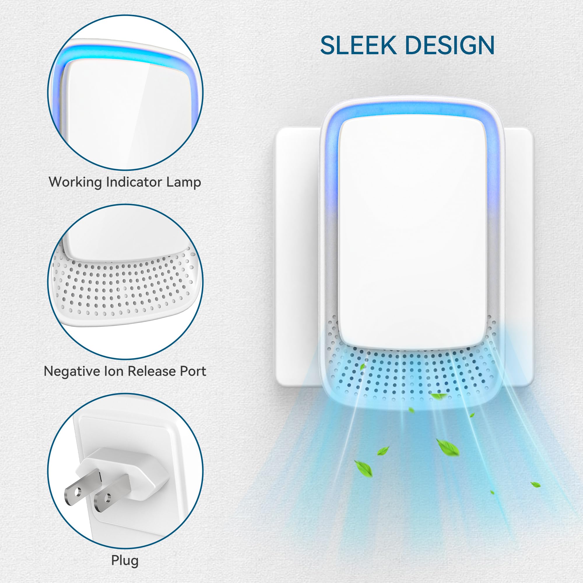 Air Ionizers for Home, Plug In Negative Ion for Bedroom, Study, Office, Gym, Hotel, Kitchen, Mini Air Cleaner (4 Pack)