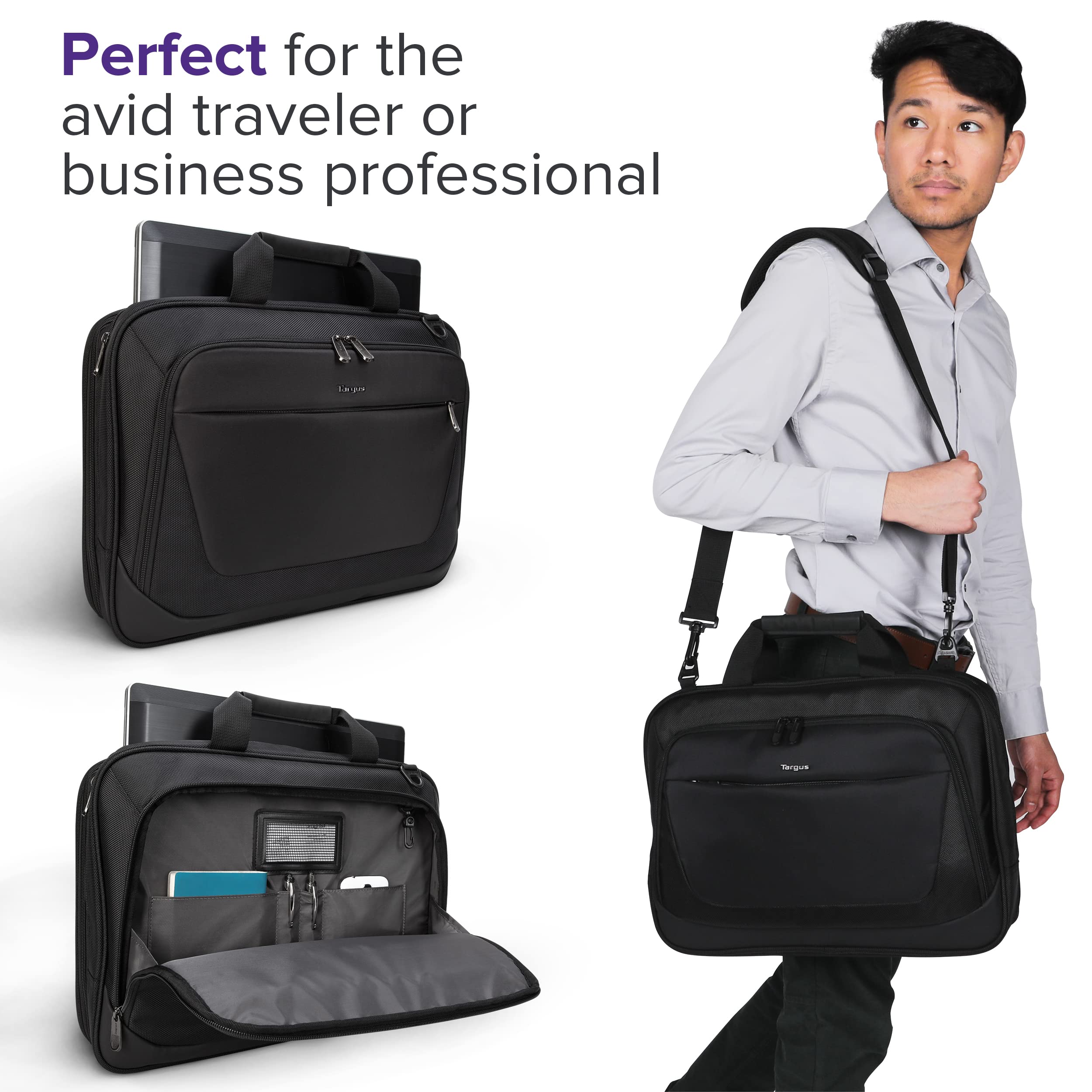 Targus CityLite Laptop Briefcase Shoulder Messenger Bag for 15.6-Inch Laptop, Black (TBT053US)