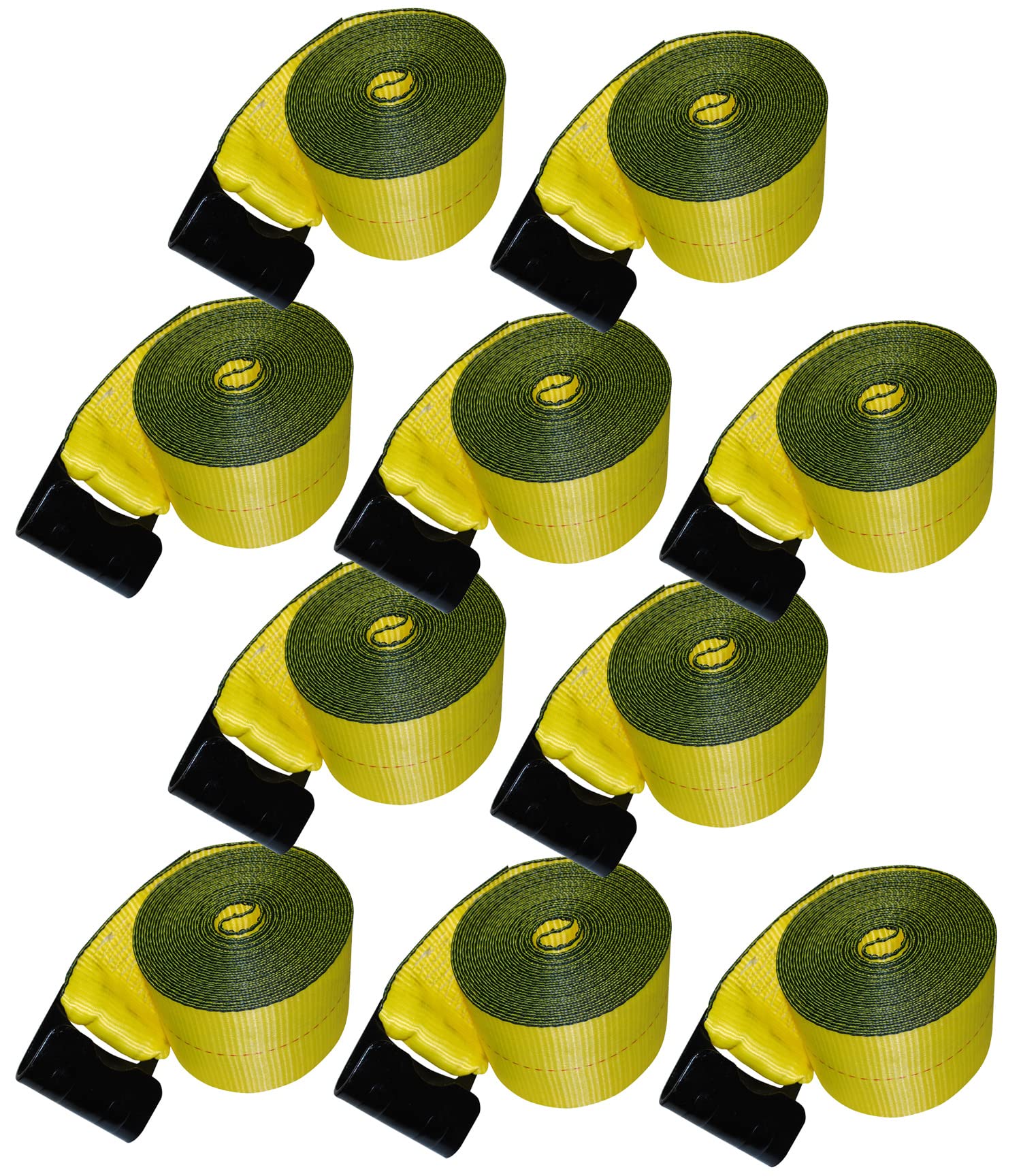 Shippers Supplies 4” x 30’ Heavy Duty Winch Strap with Flat Hook for Flatbed Trailer 5,400 lbs Load Limit — 10 Pack