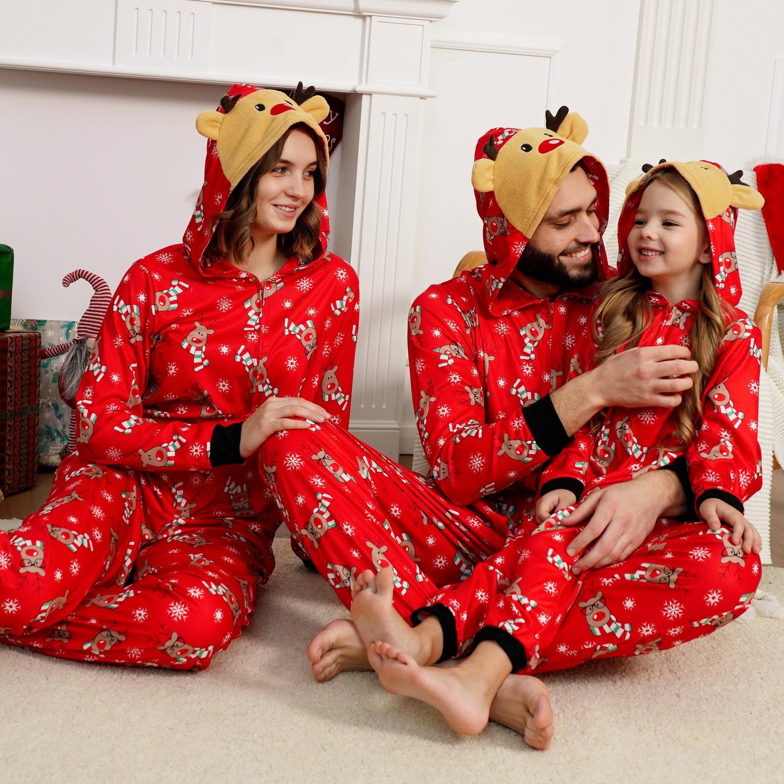 NIBESSER Family Christmas Pajamas Matching Sets Funny Christmas Pjs for Couples Holiday Long Sleeve Xmas Sleepwear Sets