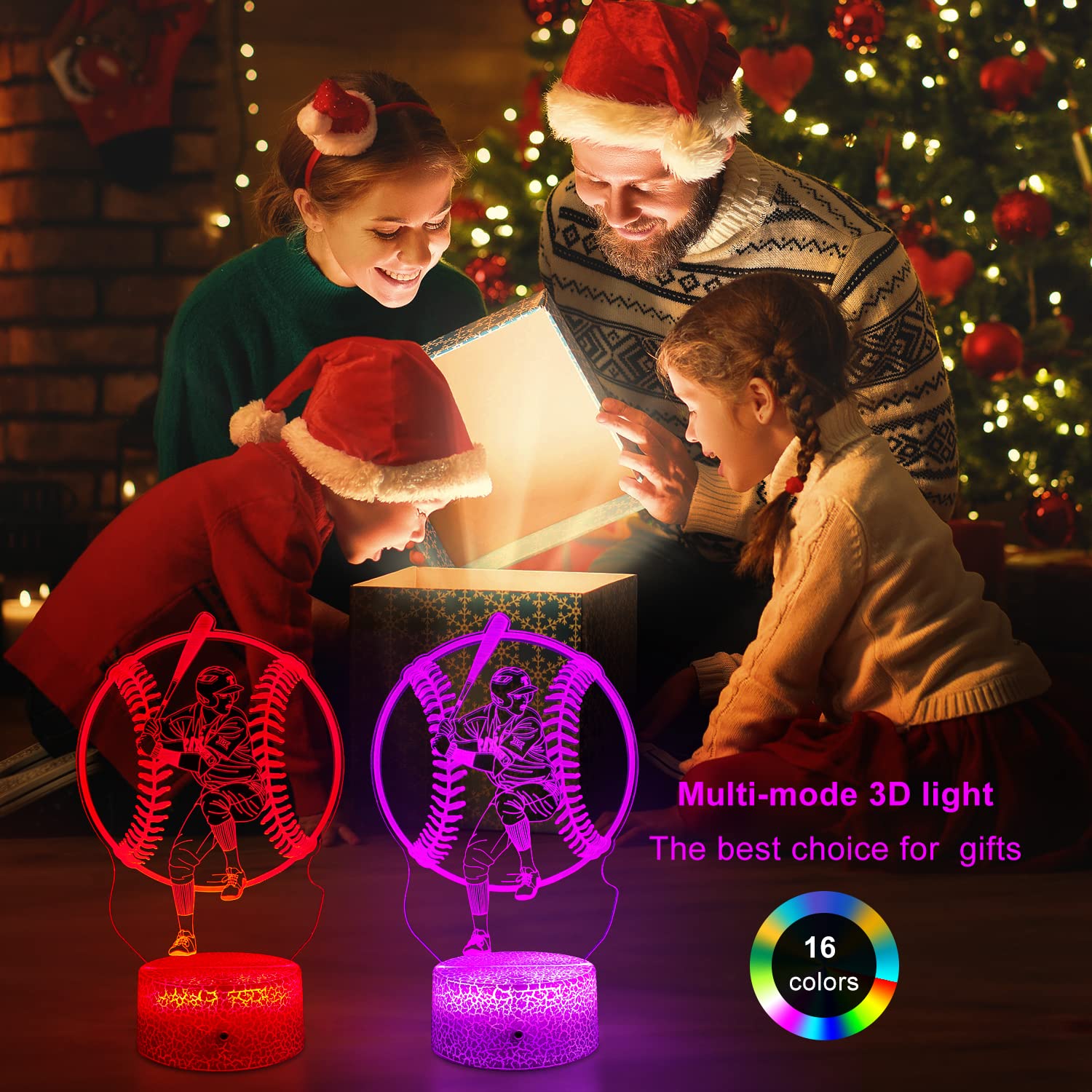 tqyydf Baseball Gift Illusion Night Light for Kids - 16 Colors & Flashing Modes with Remote Control Opreated Dimmable Christmas Birthday Gifts for Boys Girls Kids Children