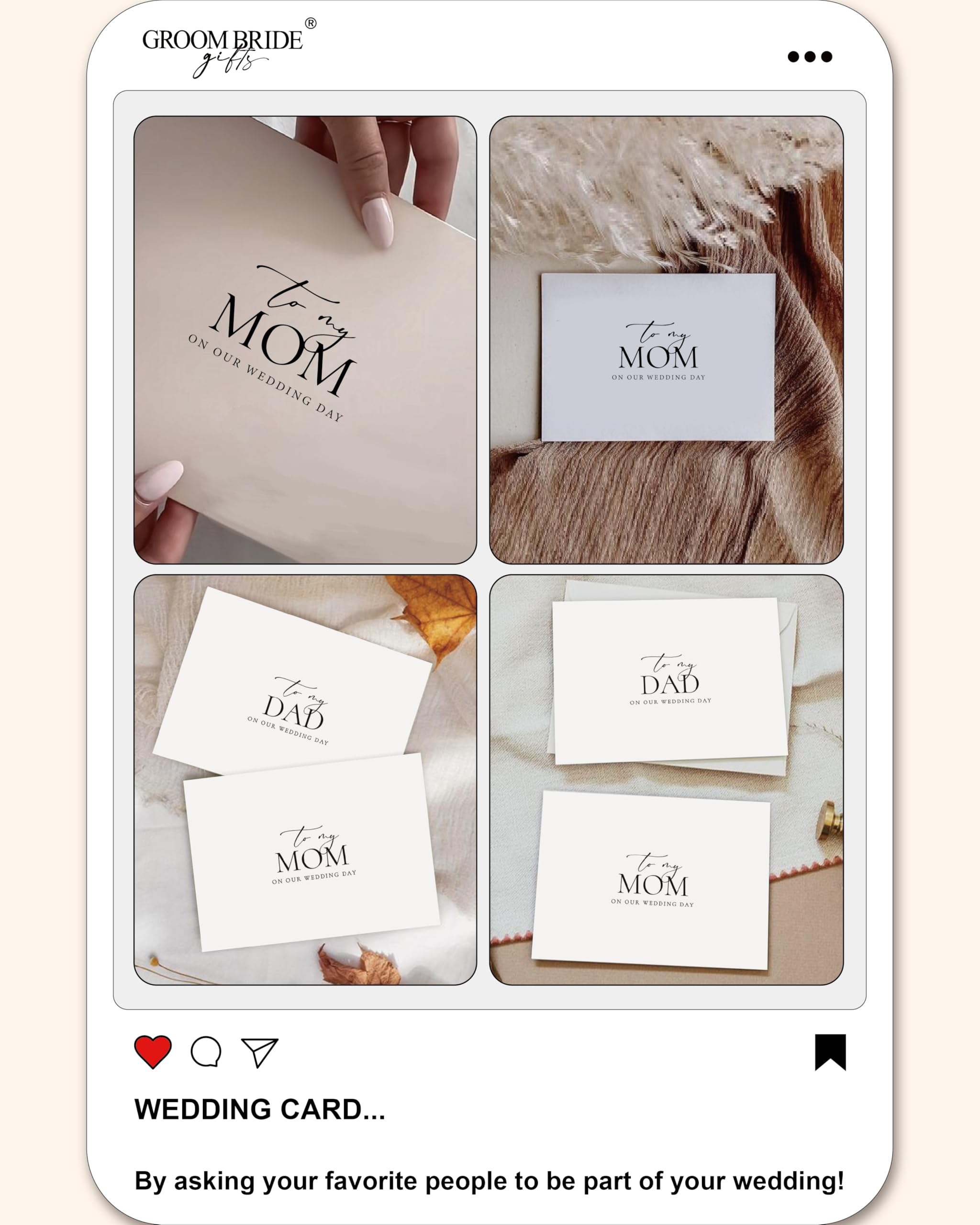 WeddingGiftsWedding Set of 2 Wedding Day Card for Parents, To My Dad and Mom On Our Wedding Day, Parents Of The Bride/Groom Gifts. (Dad/Mom A)