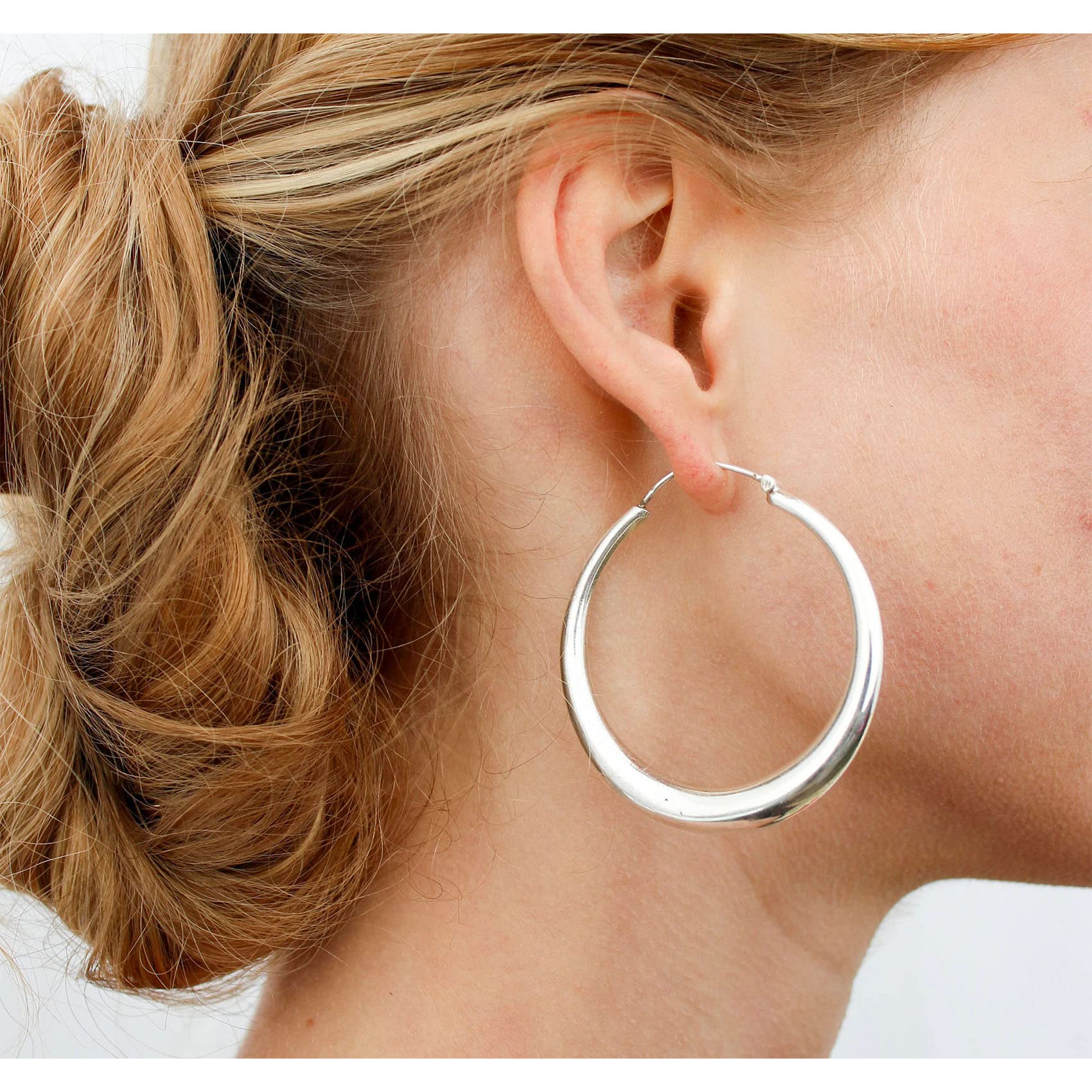 EXGOX Gold Large Hoop Earrings 925 Sterling Silver Hypoallergenic Lightweight 14K Real Gold Plated Big Circle Hoop Earrings for Women Girls (30/40/50/60mm)