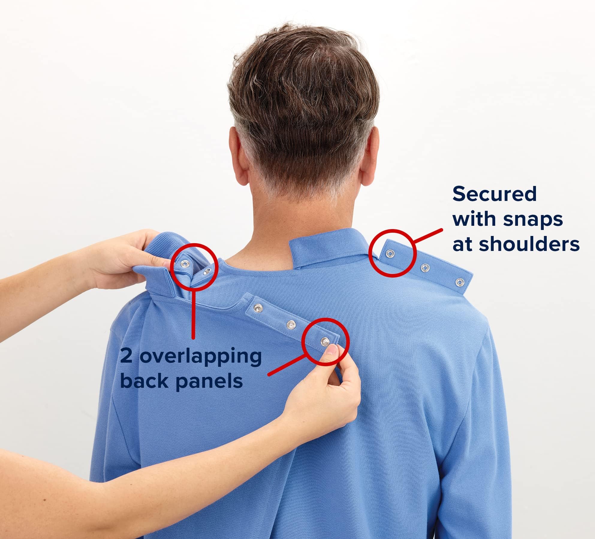 Silvert's Adaptive Clothing & Footwear Men's Open Back Colorblock T-Shirt - Navy & Steel Blue SMA