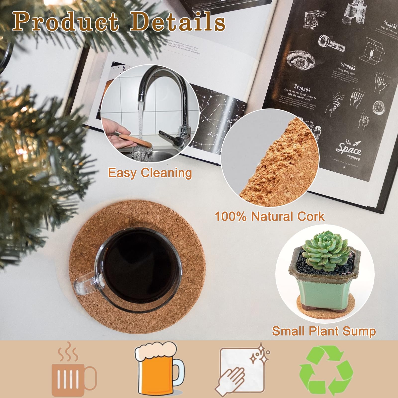 Maxsolve Boho Placemats and Cork Coasters Pack of 4,Natural Cotton Burlap Place Mats and Cork Coasters, Macrame Table Decor Dining Table Home Kitchen Décor for Party,Birthday,Anniversary and More