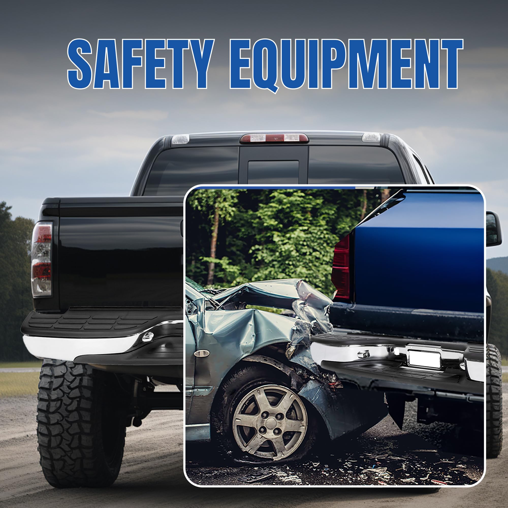 KUAFU Rear Step Bumper Compatible with 1999-2007 Chevy Chevrolet Silverado GMC Sierra 2500 HD 3500 Truck Chrome Steel Replacement for GM1103129 12473000 GM1103141 GM1191121