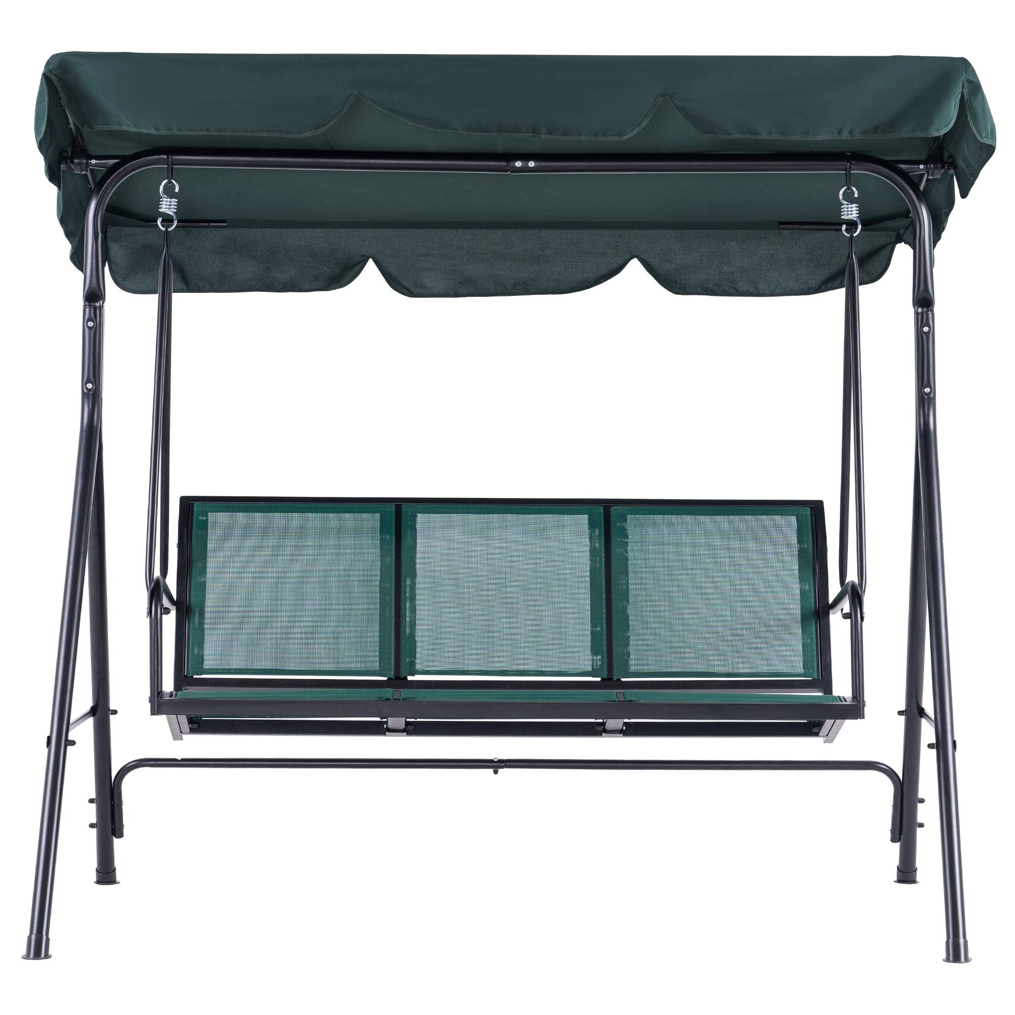 MCombo Outdoor Patio Canopy Swing Chair 3-Person, Steel Frame Textilence Seats Swing Glider, 4507 (Green)