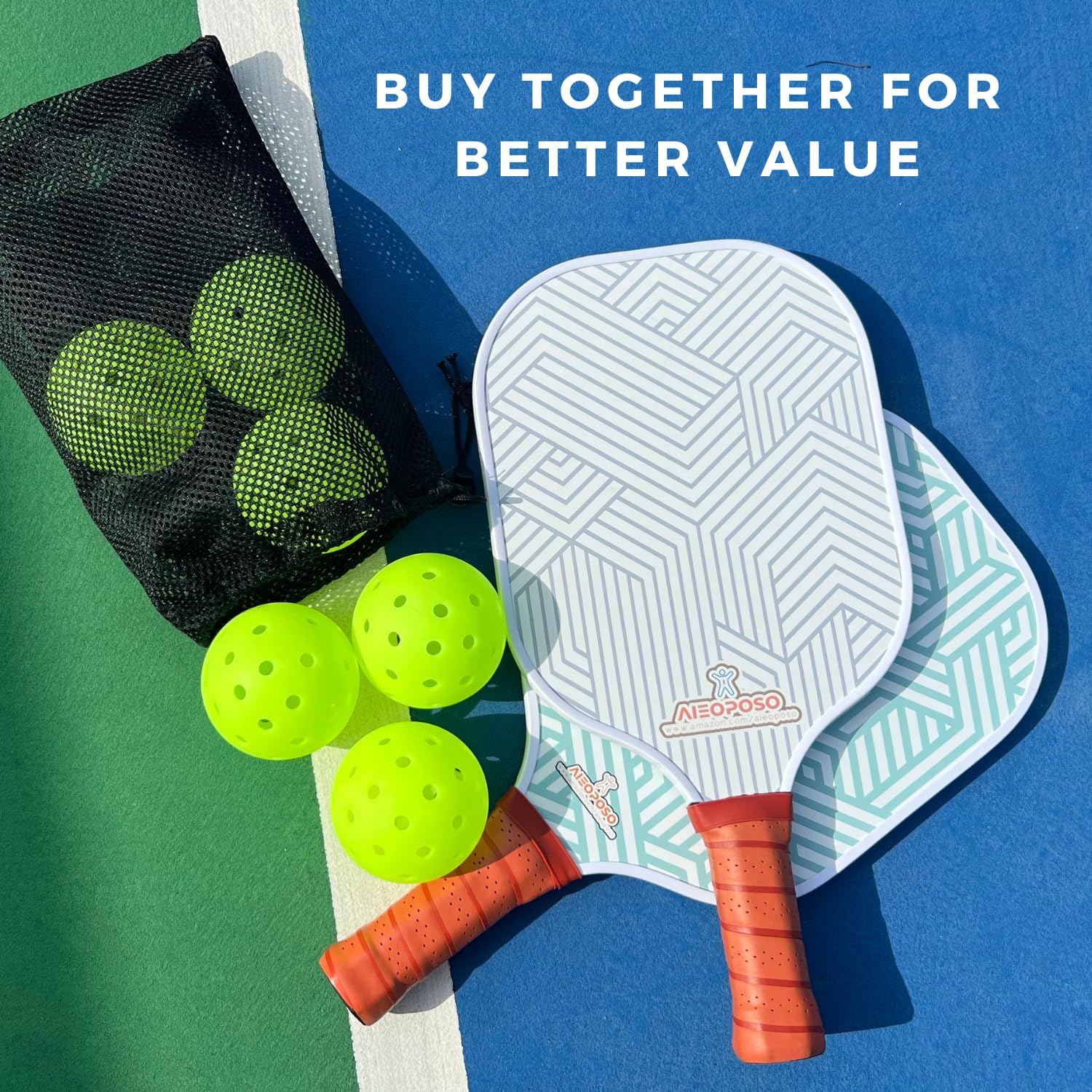 Aieoposo Pickleball Paddles, USAPA Approved Carbon Fiber Pickleball Paddle, Polypropylene Honeycomb Core Pickleball Racket Sets with Wristband & Paddle Cover, Pickleball Gifts for Beginners