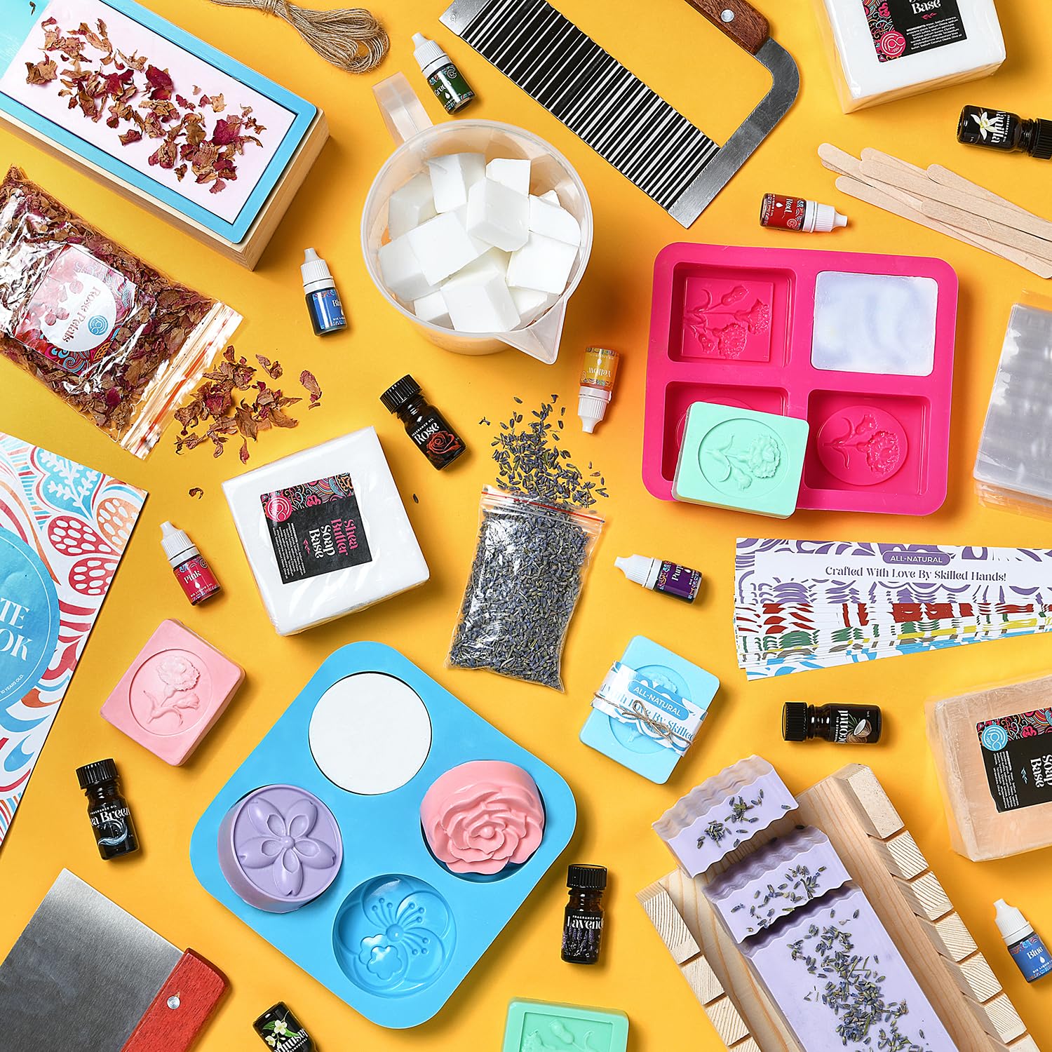 Soap Making Kit with Melt & Pour Base, Cutting Box, Molds, Fragrances - For Adults & Kids by Prime Creations