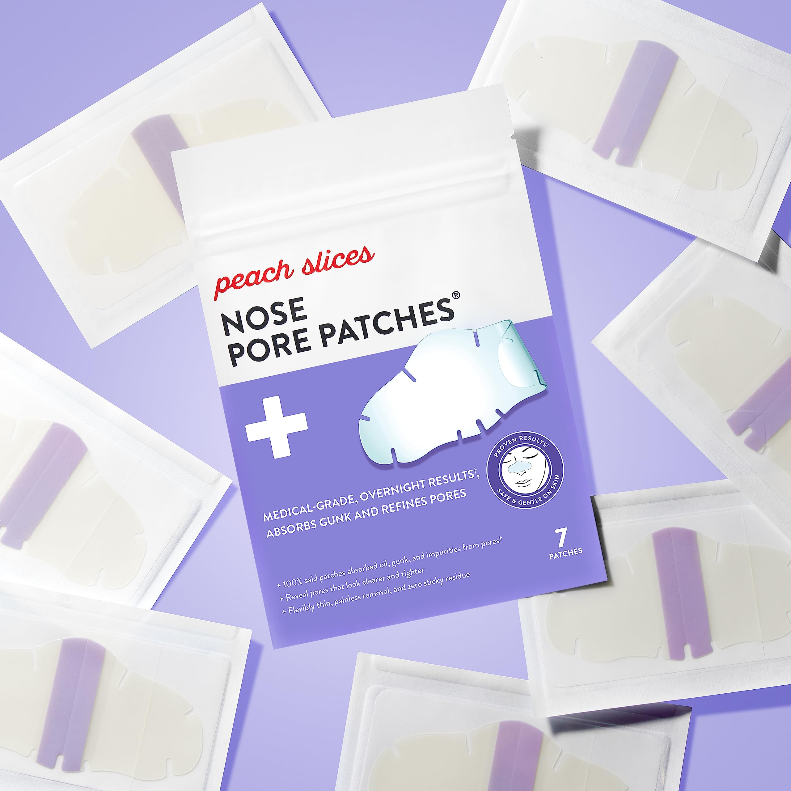 Peach Slices | Nose Pore Patches | Medical-Grade Hydrocolloid | Targets Pores & Pimples | Absorbs Oil Overnight | Vegan | Cruelty-Free | Facial Skin Care Products | 7 Ct